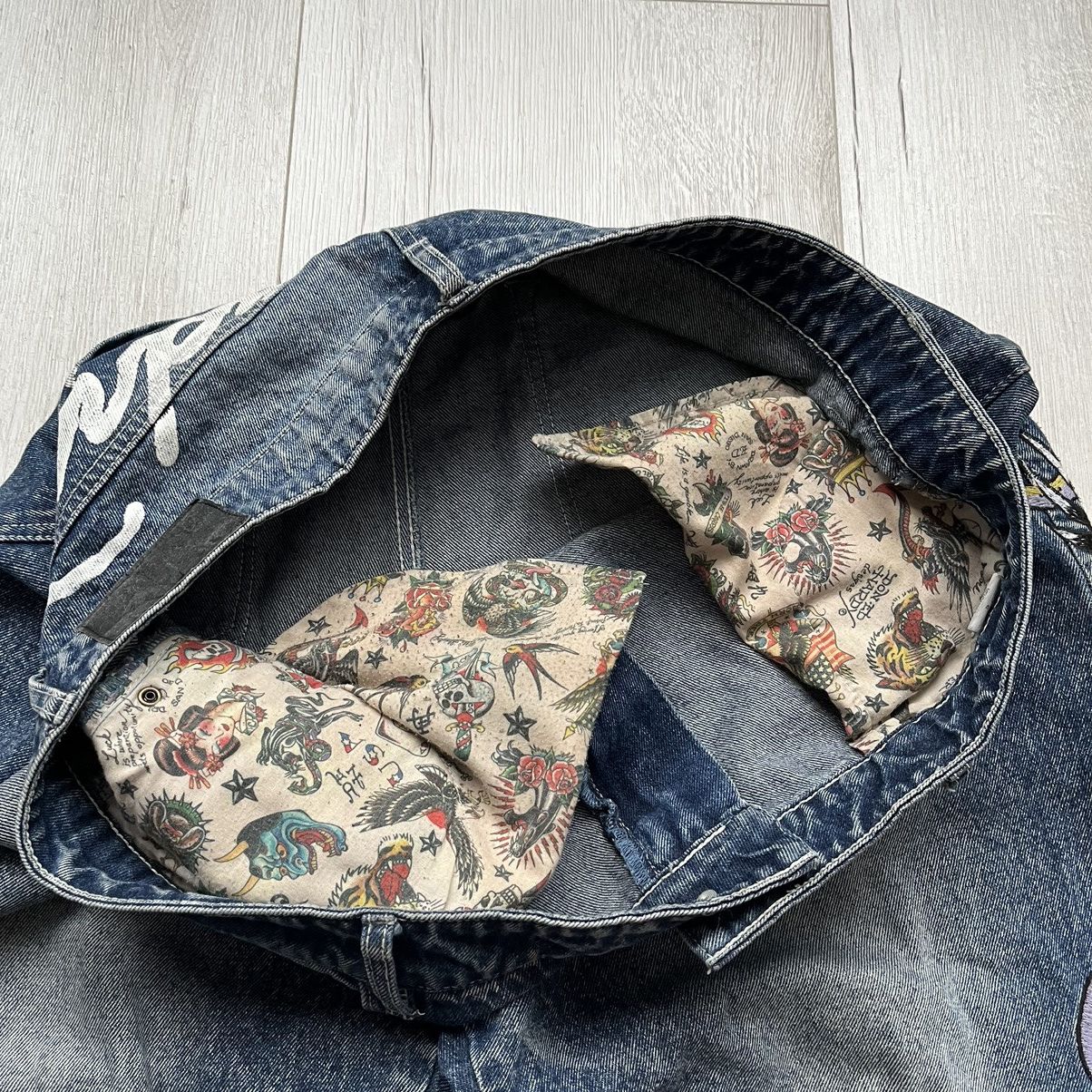 Ed Hardy × Vintage Ed Hardy Y2K Embroidered Big Logo Blue Washed Denim Jeans Size US 40 / EU 56 - 9 Thumbnail