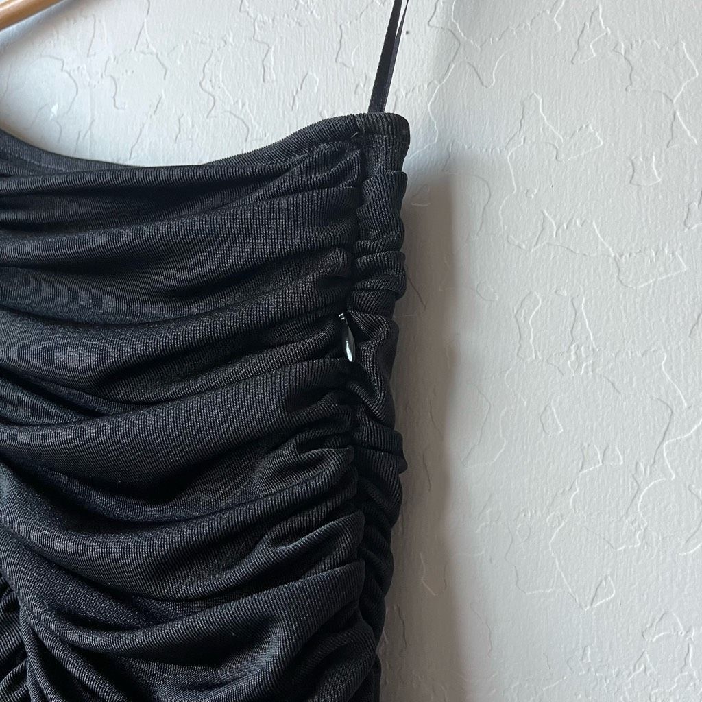 Other Aliette Black Ruched Bodycon Cut Out Mock Neck Long Sleeve M Size S / US 4 / IT 40 - 6 Thumbnail