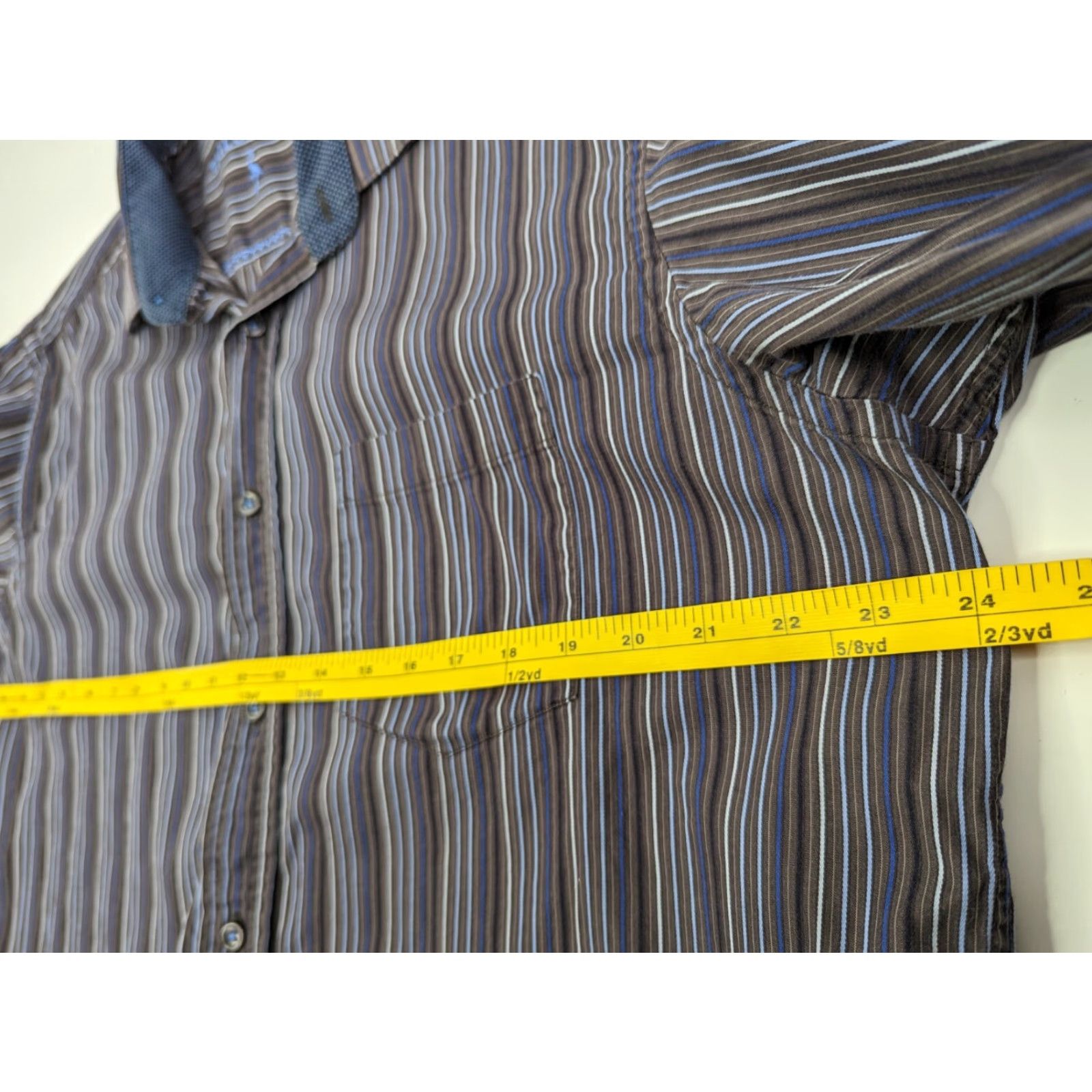 Tailorbyrd TAILORBYRD Dress Shirt Long Sleeve Multicolor Striped Blue Brown Classic Fit Men's XL Size 46R - 6 Thumbnail