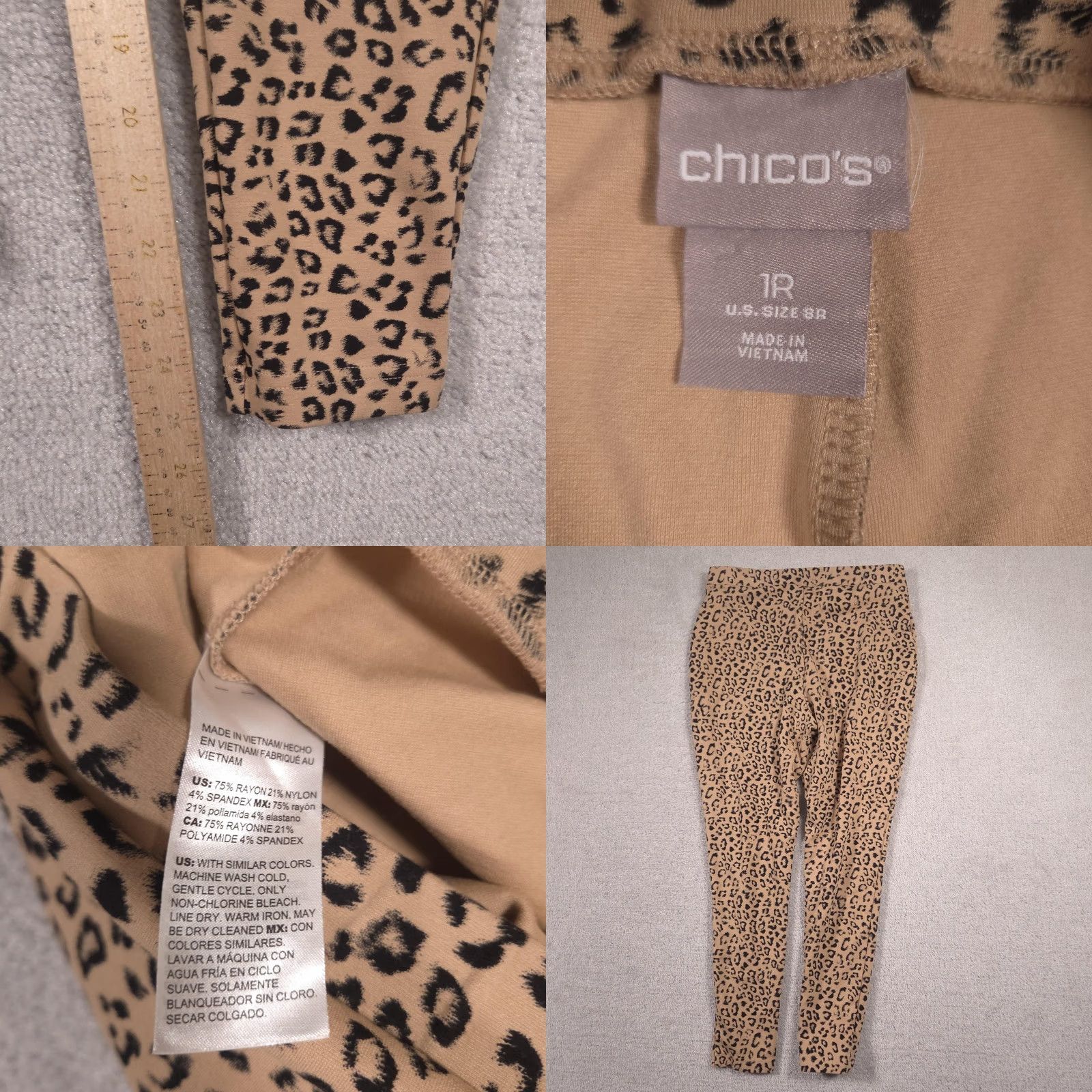 Vintage Chico's Pants Womens 8R Beige Animal Print Ponte Pull On Stretch Jegging Skinny Size 30" / US 8 / IT 44 - 8 Thumbnail