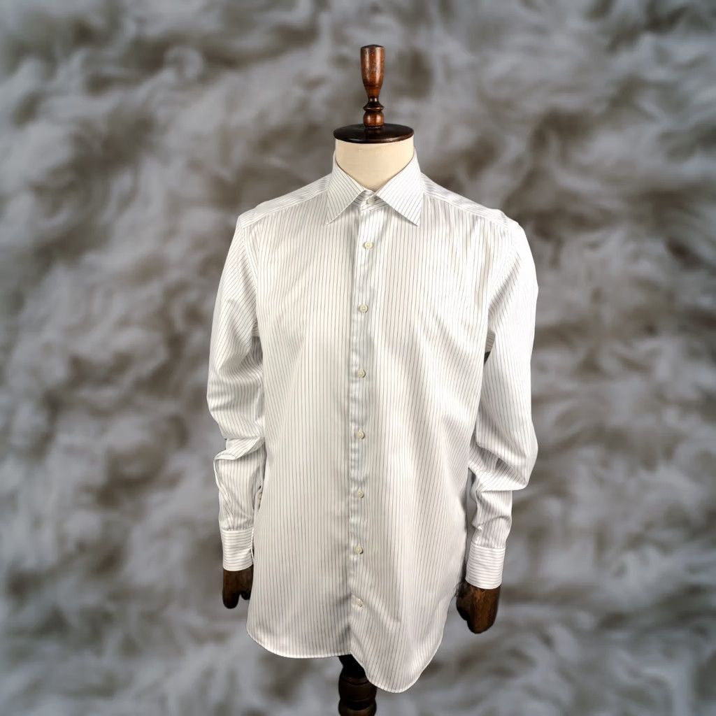 Suitsupply Suitsupply Traveller Shirt 41/16 White Cotton Striped Long Sleeve Button-Up Casual Mens Size US L / EU 52-54 / 3 - 1 Thumbnail