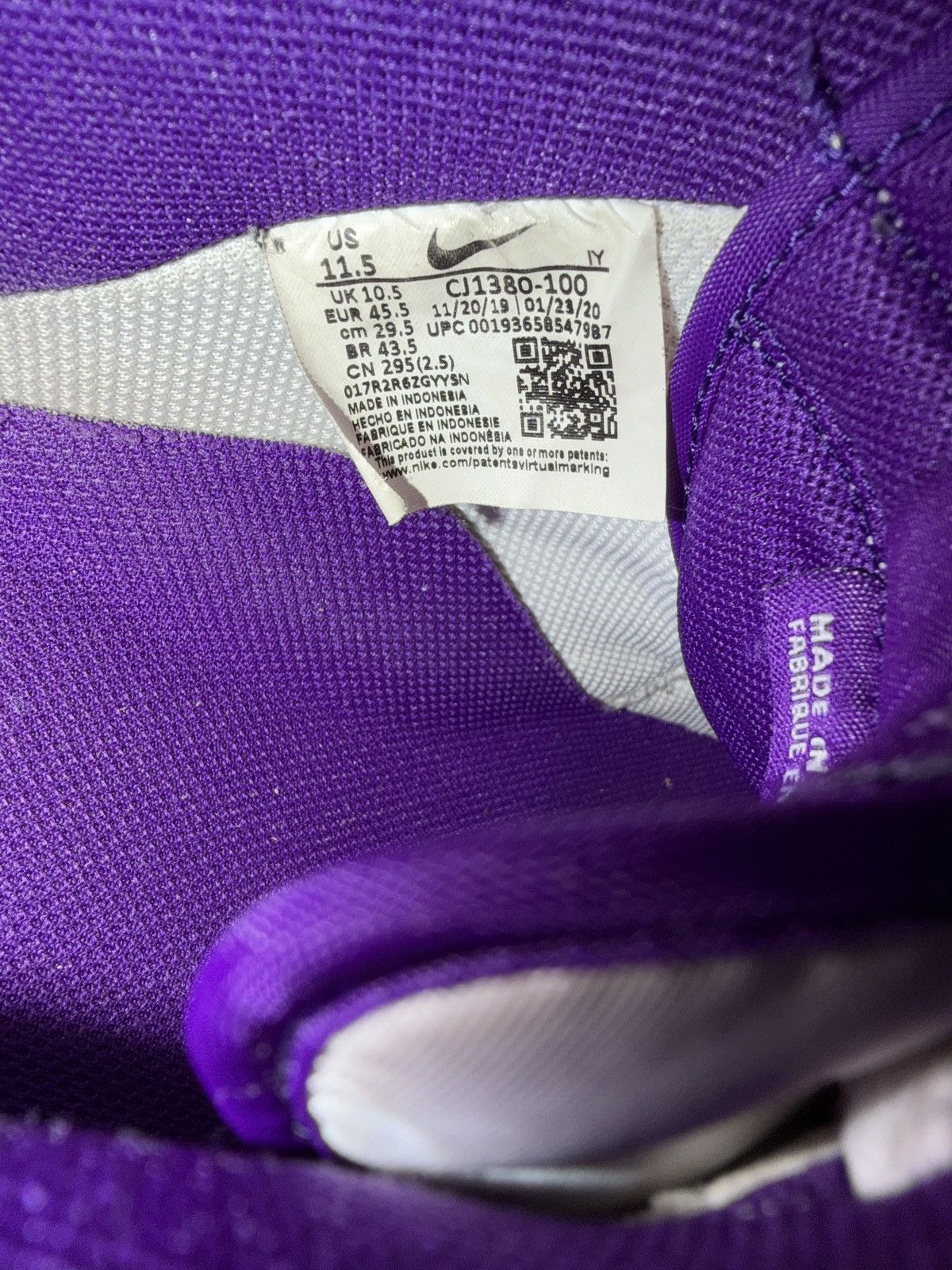 Nike Air Force 1 size 11.5 Purple Hand-Painted Size US 11.5 / EU 44-45 - 6 Thumbnail