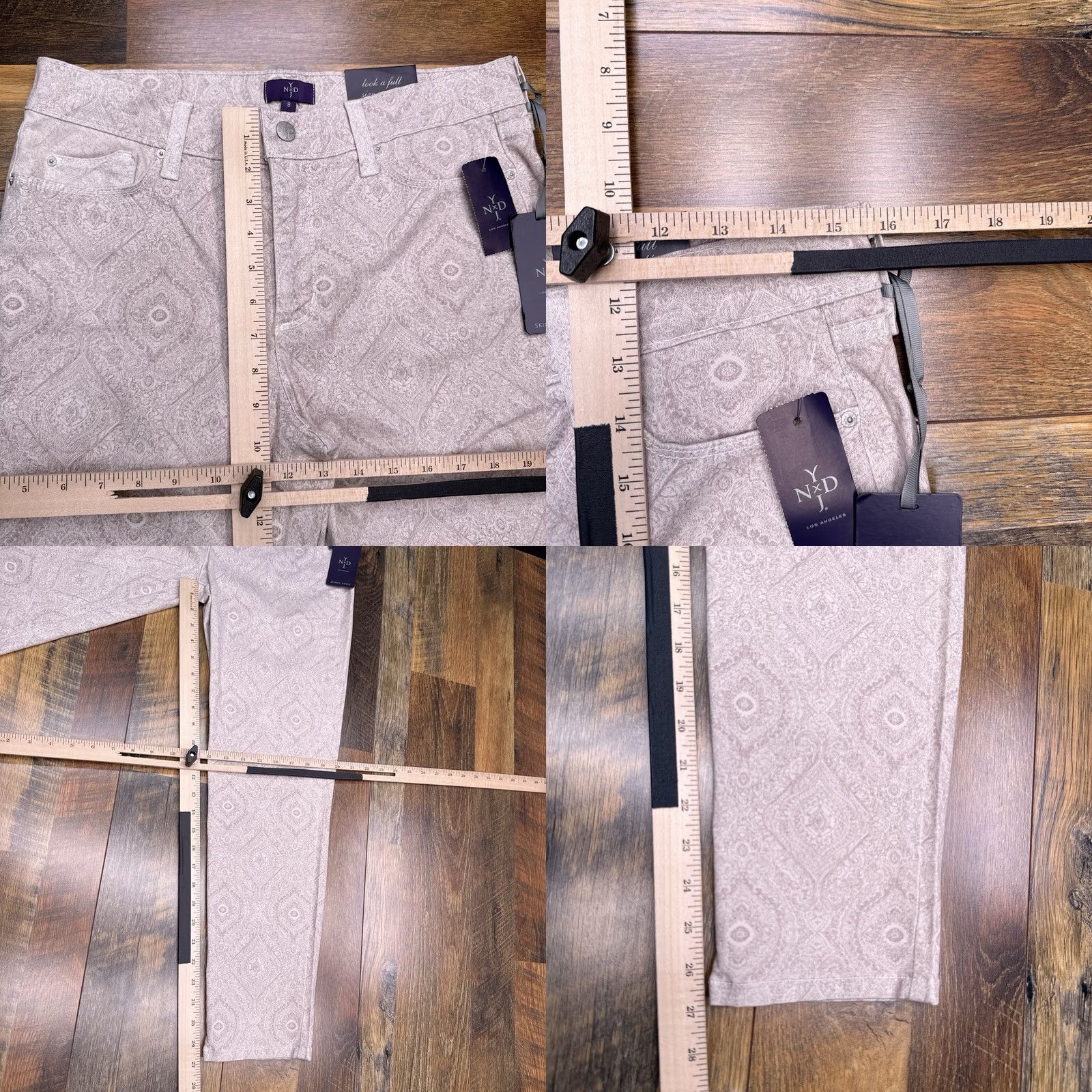 NYDJ NYDJ Skinny Jeans Womens 8 Beige Mid Rise Stretch Denim 5-Pocket USA Paisley Inseam 27in Regular Size 30" / US 8 / IT 44 - 9 Thumbnail
