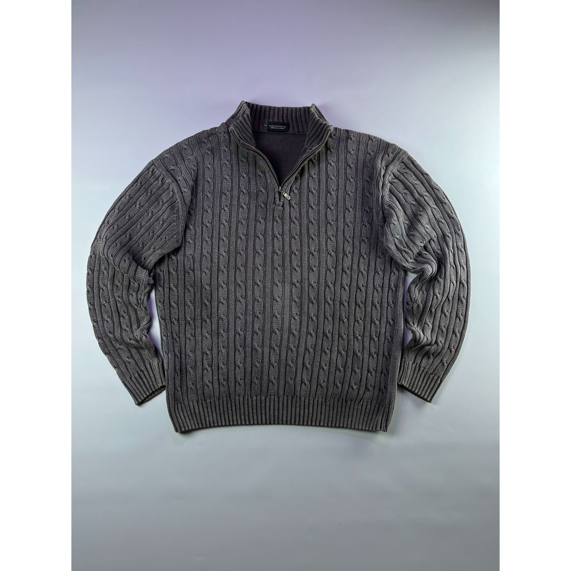 Vintage Vintage Heavy Knit Gray Cable Half-Zip Sweater Size US XL / EU 56 / 4 - 1 Thumbnail