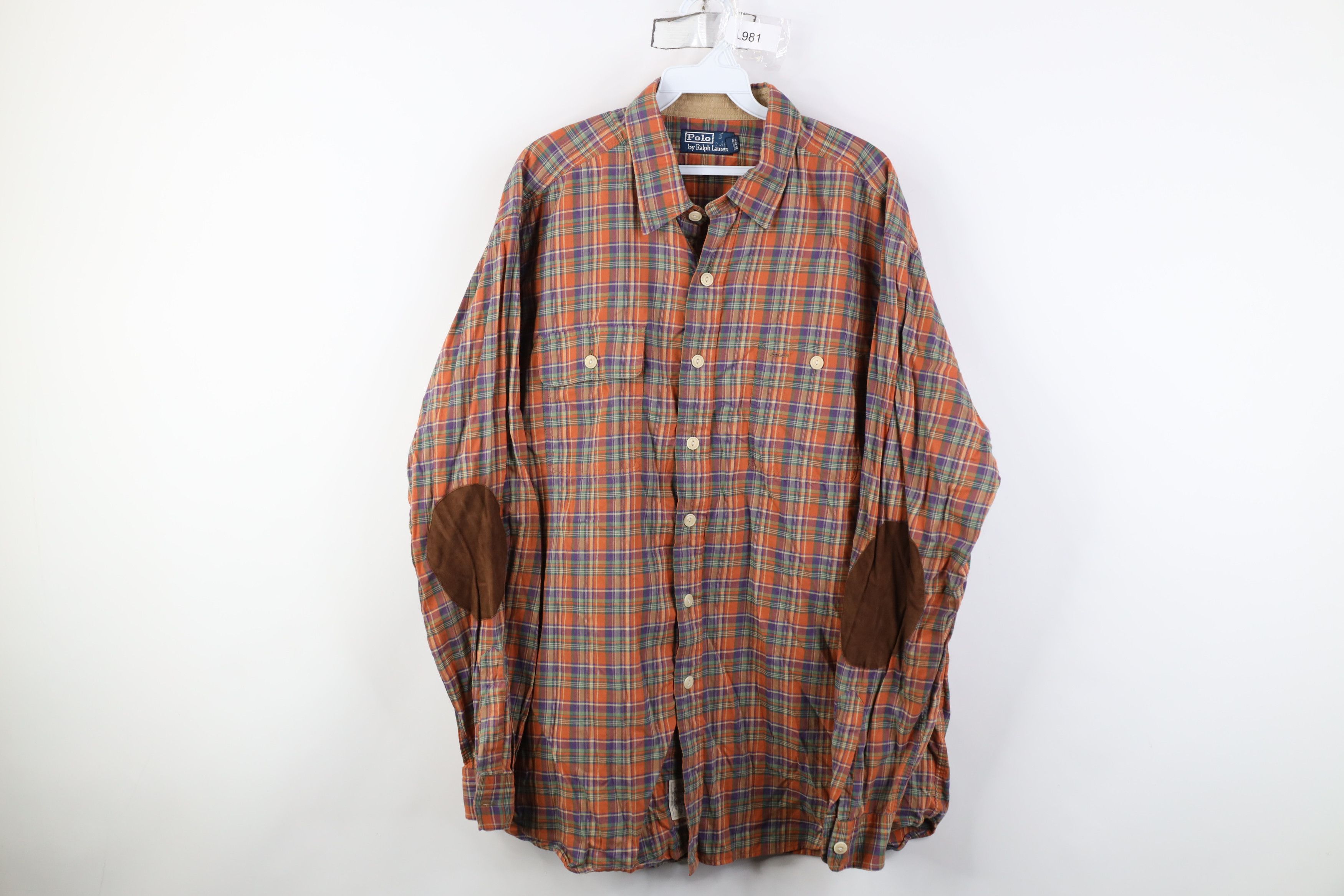 Ralph Lauren Vintage 90s Ralph Lauren Flannel Elbow Patch Button Shirt Size US XL / EU 56 / 4 - 1 Thumbnail