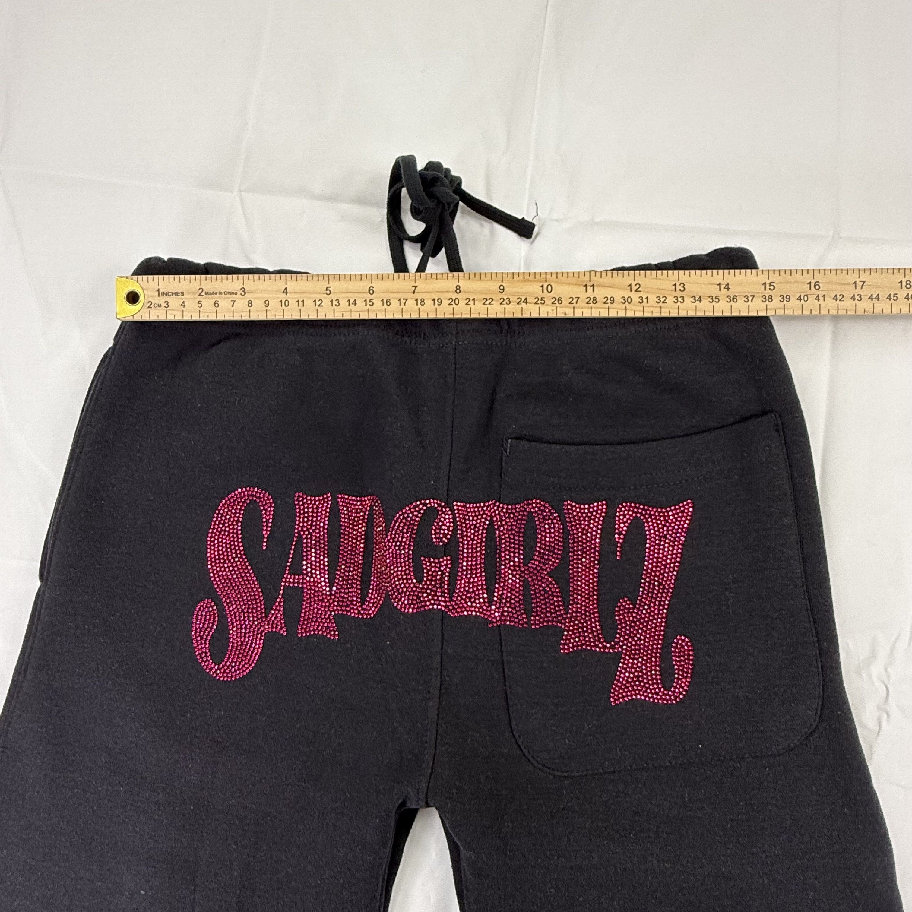 Sad Boys Sad Boyz Sad Girlz Black Rhinestone Sadgirlz Sweatpants Size 29" - 6 Thumbnail