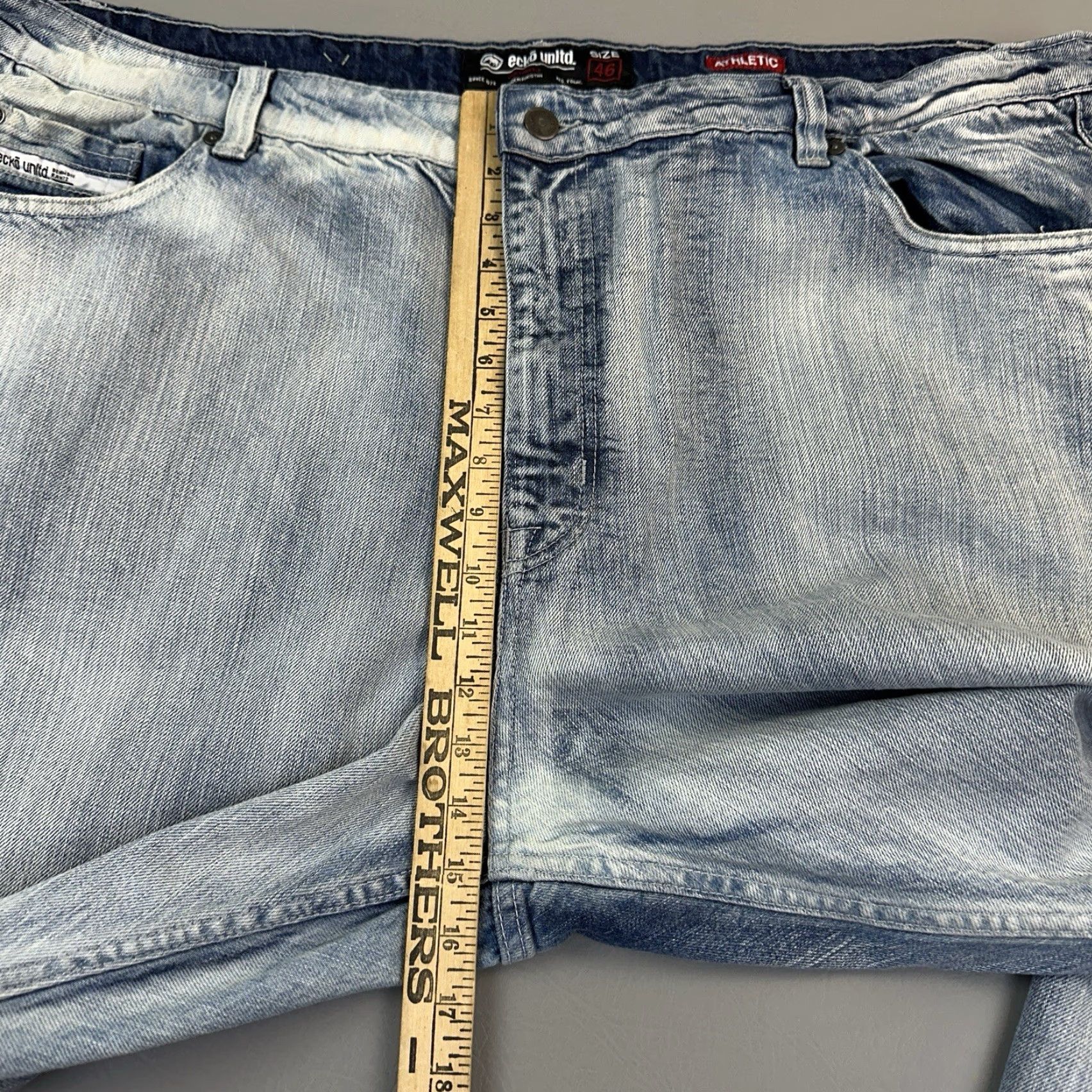Ecko Unltd. VINTAGE Ecko Unltd Jeans Mens Athletic Blue Light Wash 46x32 5-Pocket Hip Hop Grunge 90s Logo Skull Stretch Denim Jeans Mens Size US 30 / EU 46 - 5 Thumbnail
