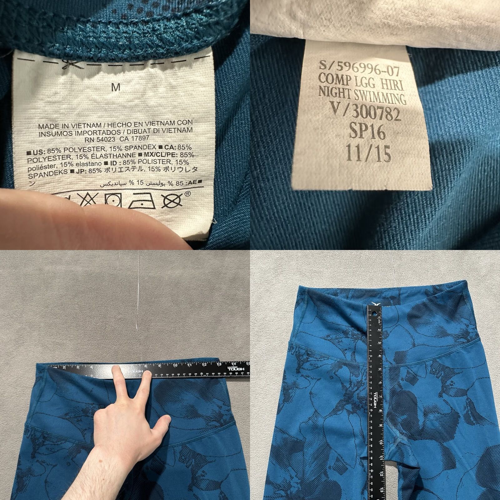 Old Navy Old Navy Active Go Dry Leggings Womens M Blue Floral AOP Print Stretch Yoga Size 32" / US 10 / IT 46 - 8 Thumbnail