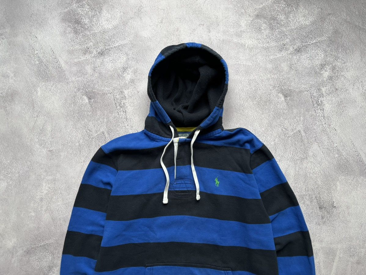 Polo Ralph Lauren VTG Polo Ralph Lauren Striped Rugby Hoodie Size L Size US L / EU 52-54 / 3 - 2 Thumbnail