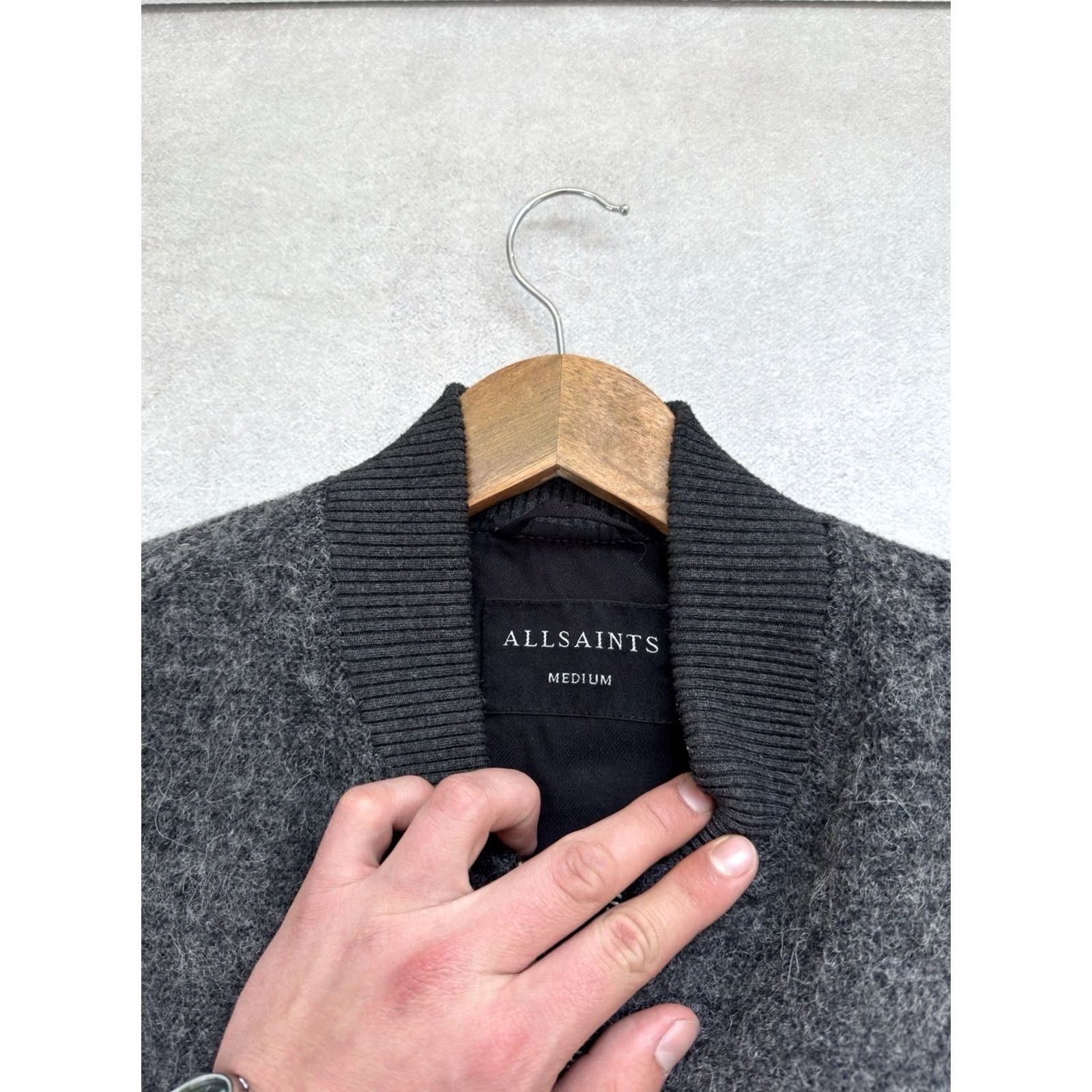Allsaints VINTAGE AllSaints Wool Bomber Jacket Gray M Men Size US M / EU 48-50 / 2 - 7 Thumbnail
