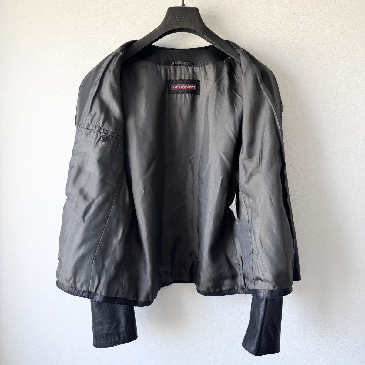 Emporio Armani Emporio Armani 1980’s Collarless Cropped Lamb Leather Jacket Size US M / EU 48-50 / 2 - 5 Thumbnail
