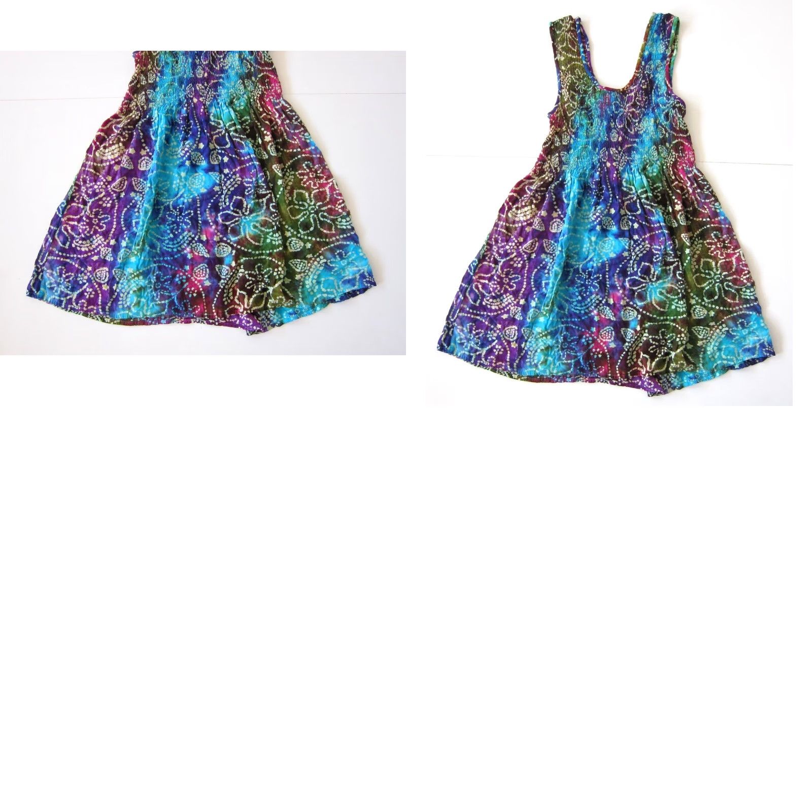 Vintage VINTAGE Noelle Dress Tank Sun Dress Sleeveless 100% Rayon Floral Tie Dye Green Blue Purple Small Womens Size S / US 4 / IT 40 - 8 Thumbnail
