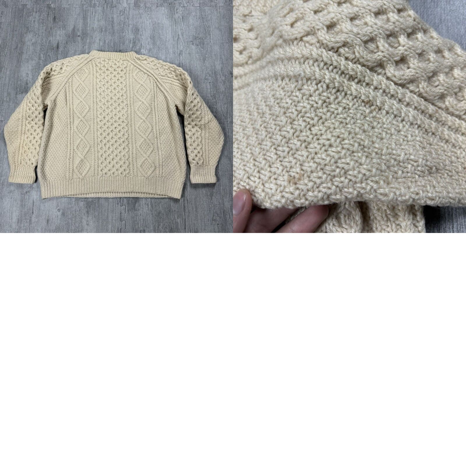 Lands' End VINTAGE Lands' End Irish Fisherman Sweater Mens Medium Heavy Wool Cable Knit Ivory All Seasons Size US M / EU 48-50 / 2 - 8 Thumbnail