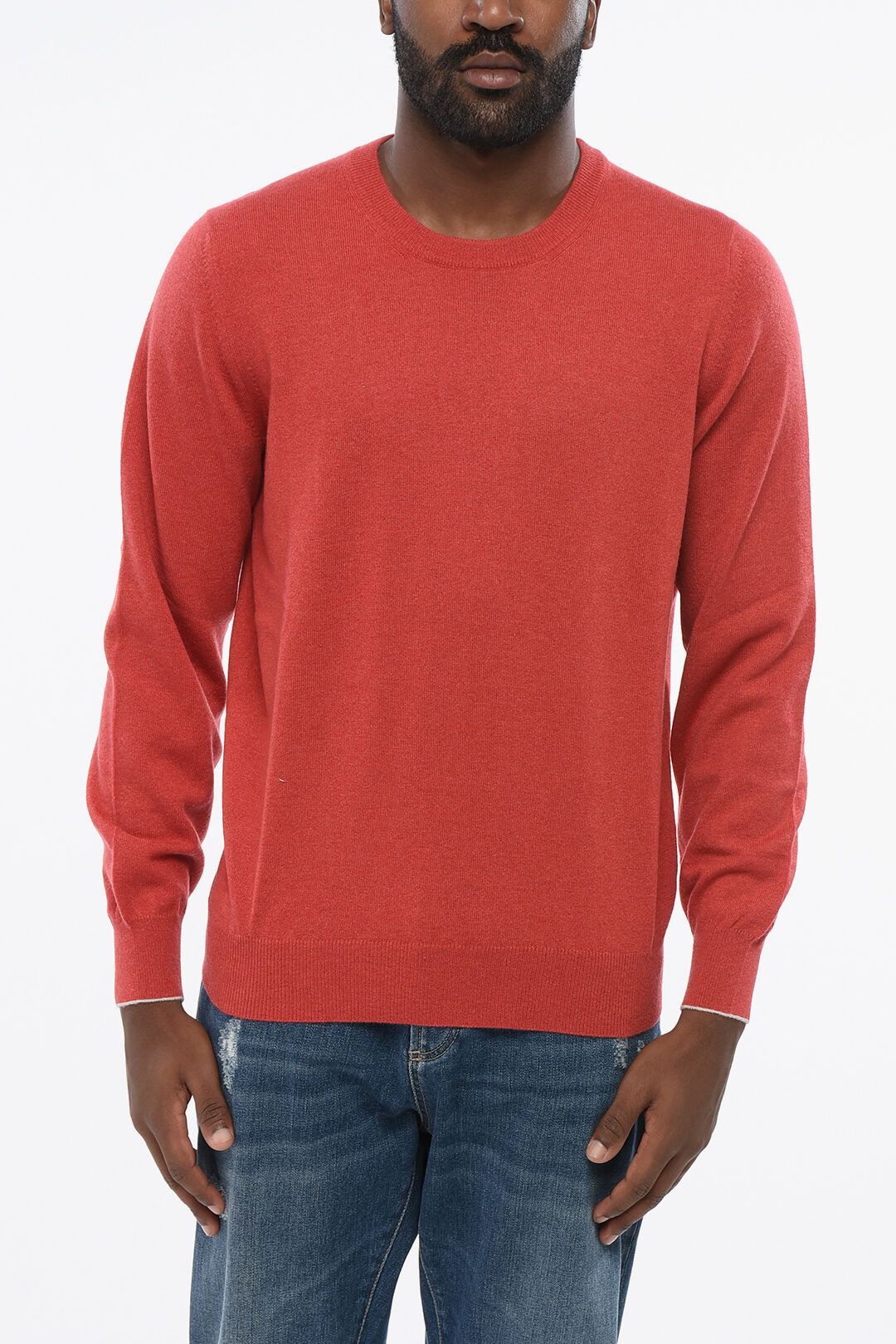 Brunello Cucinelli og1mm0725 Crewneck Pure Cashmere Sweater in Red Size US L / EU 52-54 / 3 - 1 Thumbnail