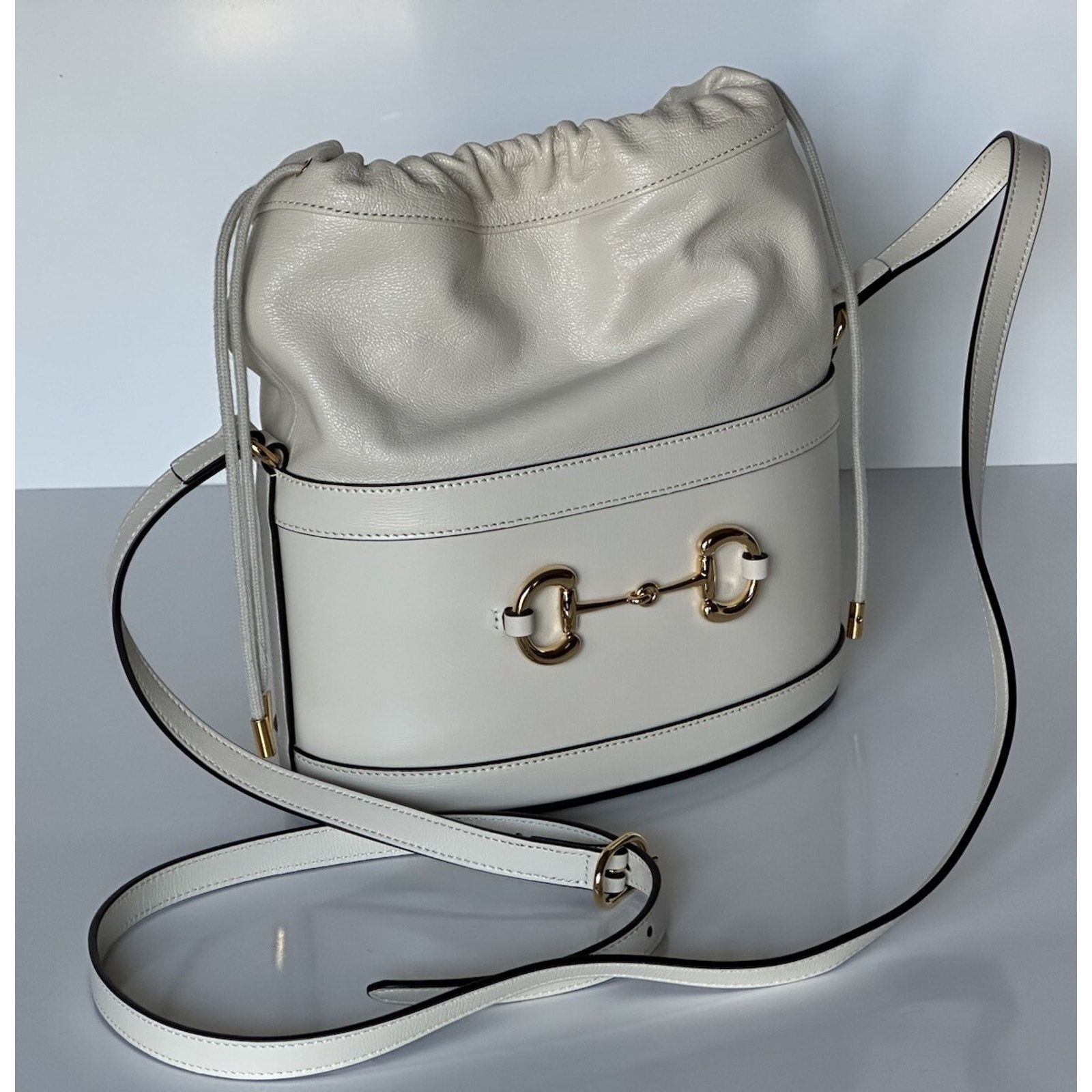 Gucci Gucci Azalea Horsebit Bucket Leather Bag White 602118 Size ONE SIZE - 2 Thumbnail