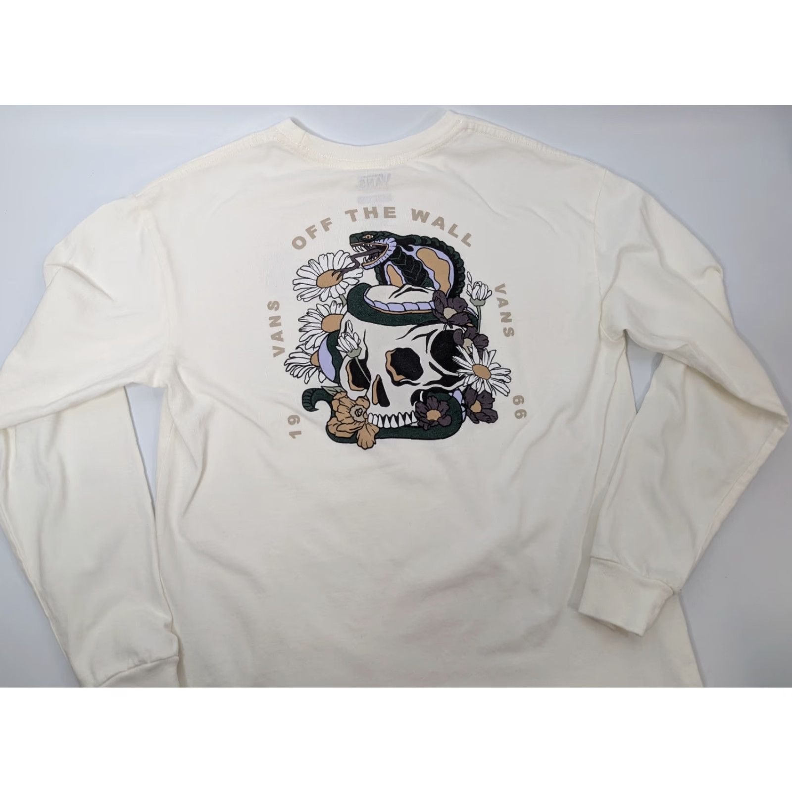 Vans Vans Mens Shirt Long Sleeve Cream Serpent Skull Graphic Logo Skater Cotton Size XS Size US XS / EU 42 / 0 - 2 Thumbnail