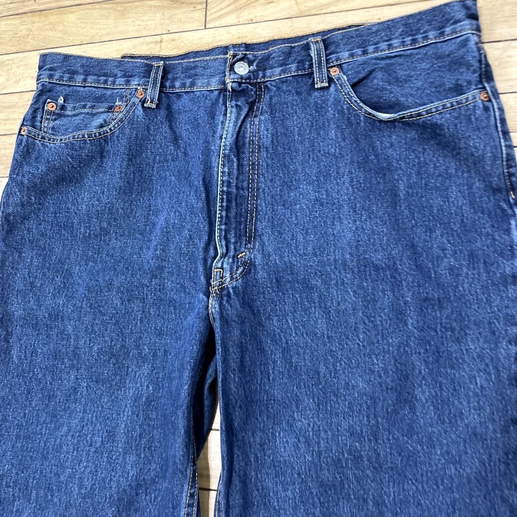 Levi's VINTAGE Levi's 550 Jeans Men 40x30 Dark Blue Denim Baggy Wide 90s Hip Hop Straight Relaxed Classic Blue Mens Size US 40 / EU 56 - 4 Thumbnail