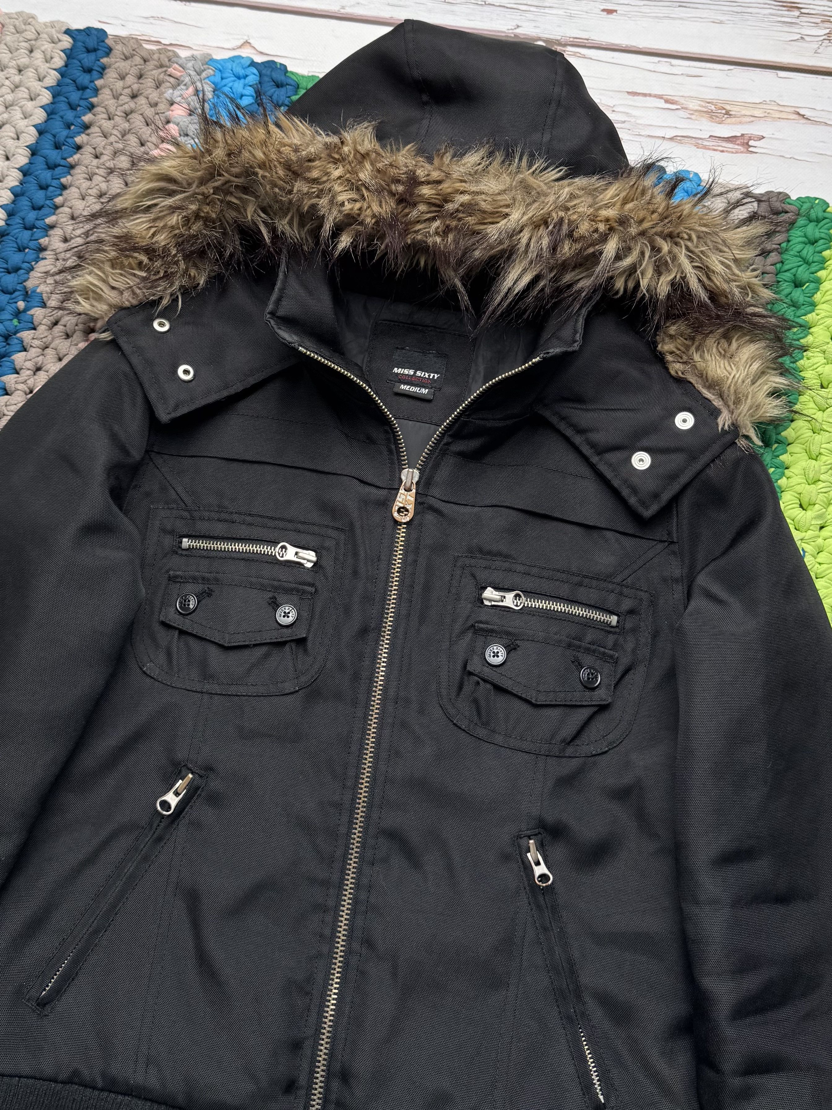 Miss Sixty Miss Sixty Vintage Cropped Jacket With Faux Fur Hood (D10) Size M / US 6-8 / IT 42-44 - 7 Thumbnail