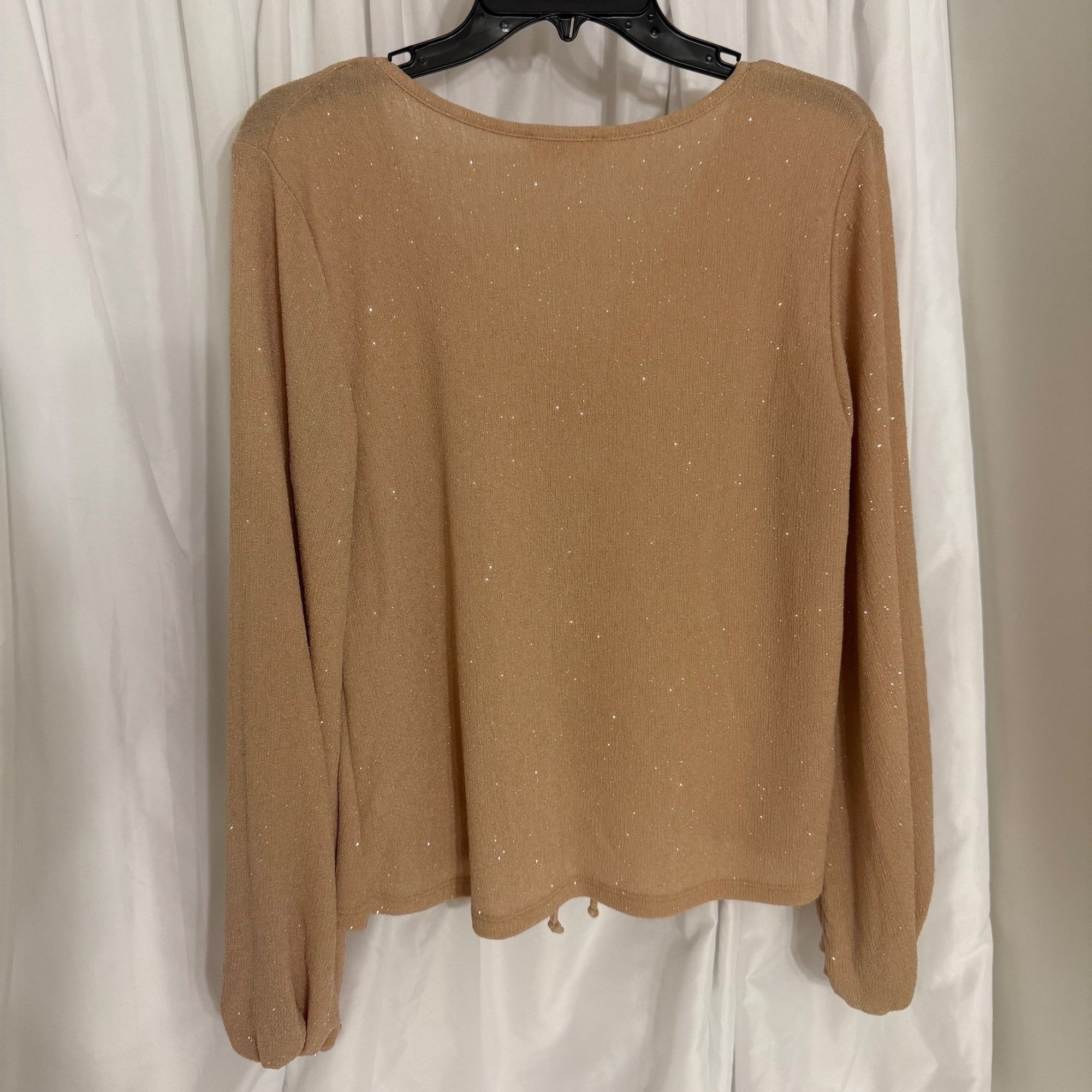 Other Entro Womens Small Ruched Drawstring Gold Glitter Blouse Size S / US 4 / IT 40 - 5 Thumbnail