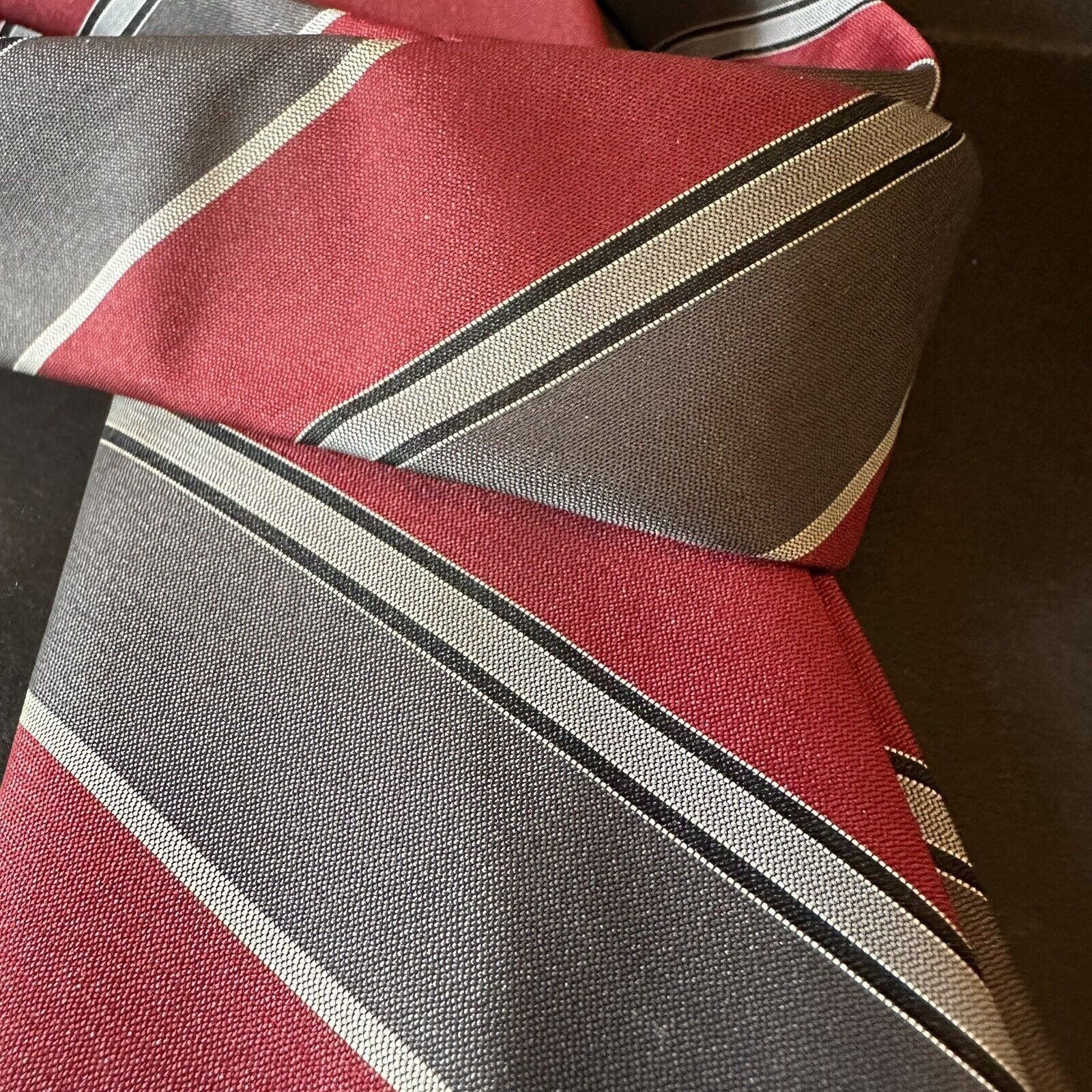 Other Johnny Carson Neck Tie Polyester Red/Grey/Black Striped VTG Size ONE SIZE - 9 Thumbnail