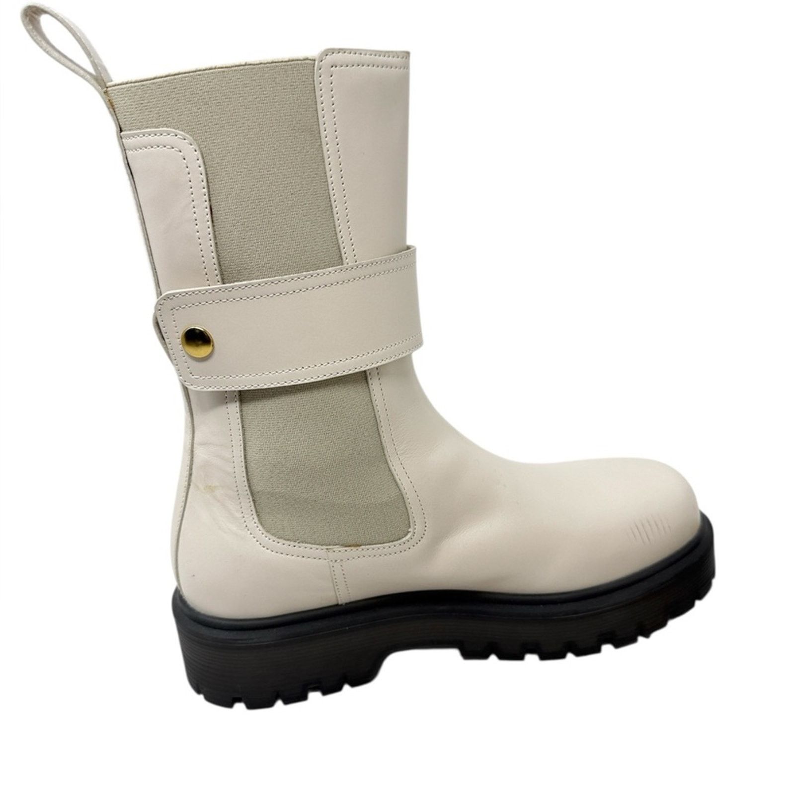 Valentino Valentino Garavani Beatle One Stud Cream Leather Boots 37.5 Size US 7.5 / IT 37.5 - 7 Thumbnail