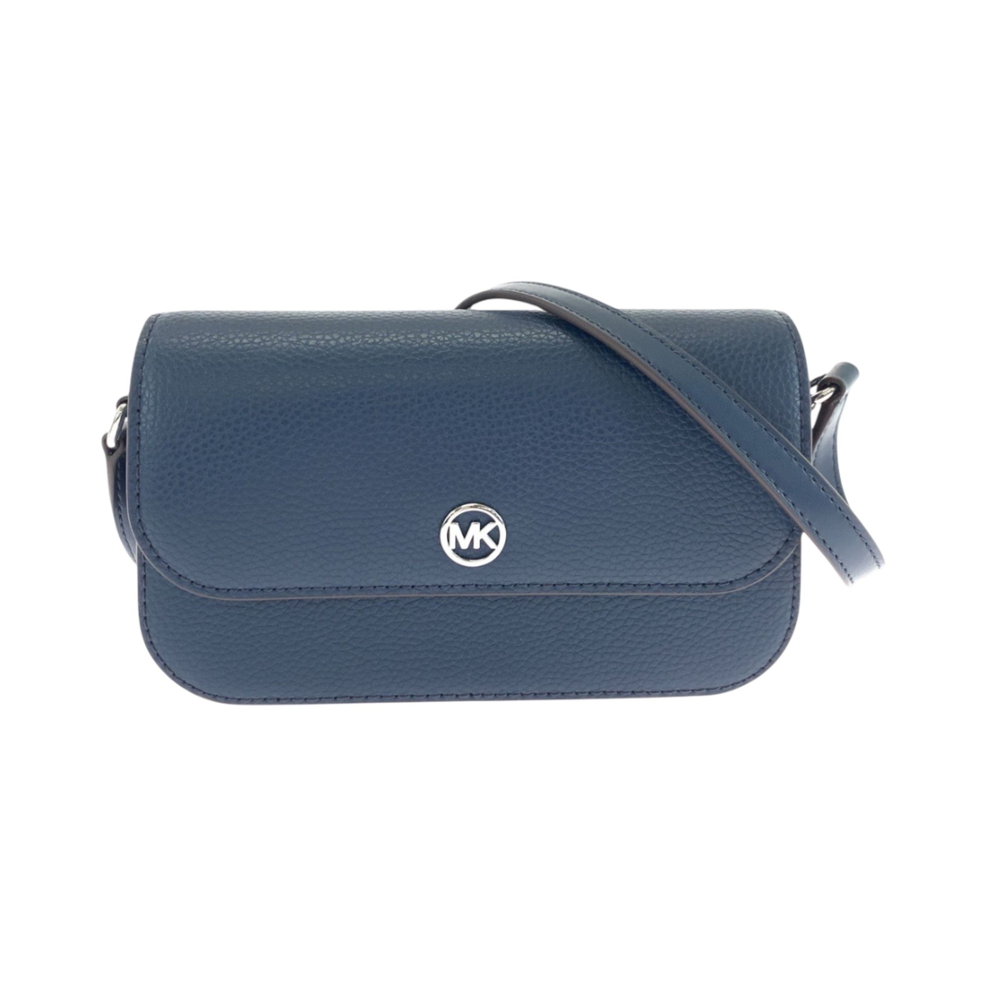 Michael Kors Logo Navy Silver Hardware Leather 35F4STVC1L Shoulder