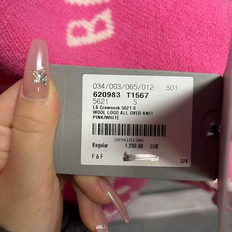 Balenciaga Balenciaga Pink Letter Print Round Neck Sweater-2506 Size US S / EU 44-46 / 1 - 4 Thumbnail