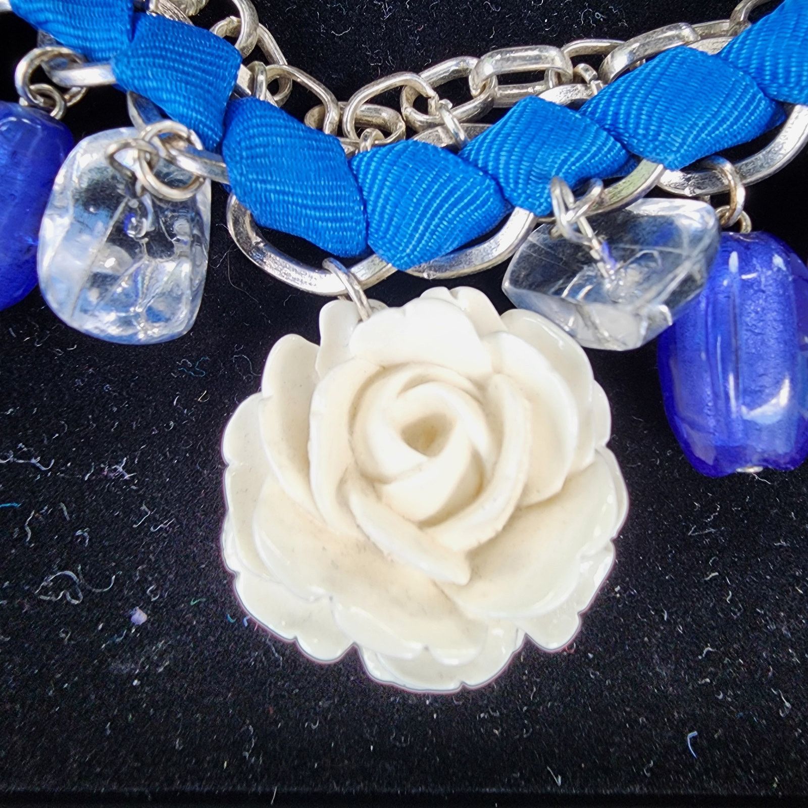Handmade Mixed Ivory Dangle Bead Rose Charm Statement Bib Necklace Size ONE SIZE - 4 Thumbnail