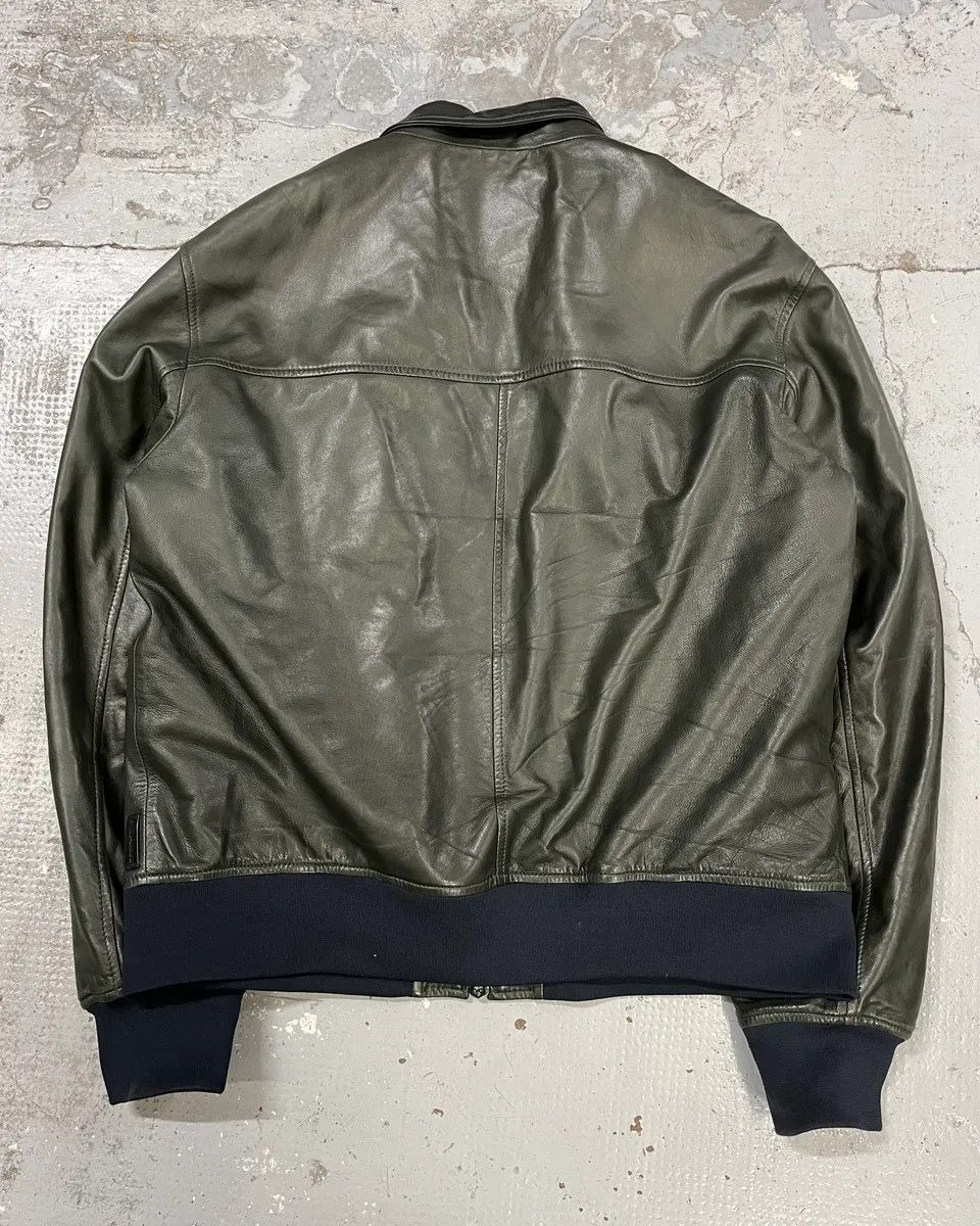 Emporio Armani AW2019 Emporio Armani Green Leather Bomber Jacket Size US L / EU 52-54 / 3 - 7 Thumbnail