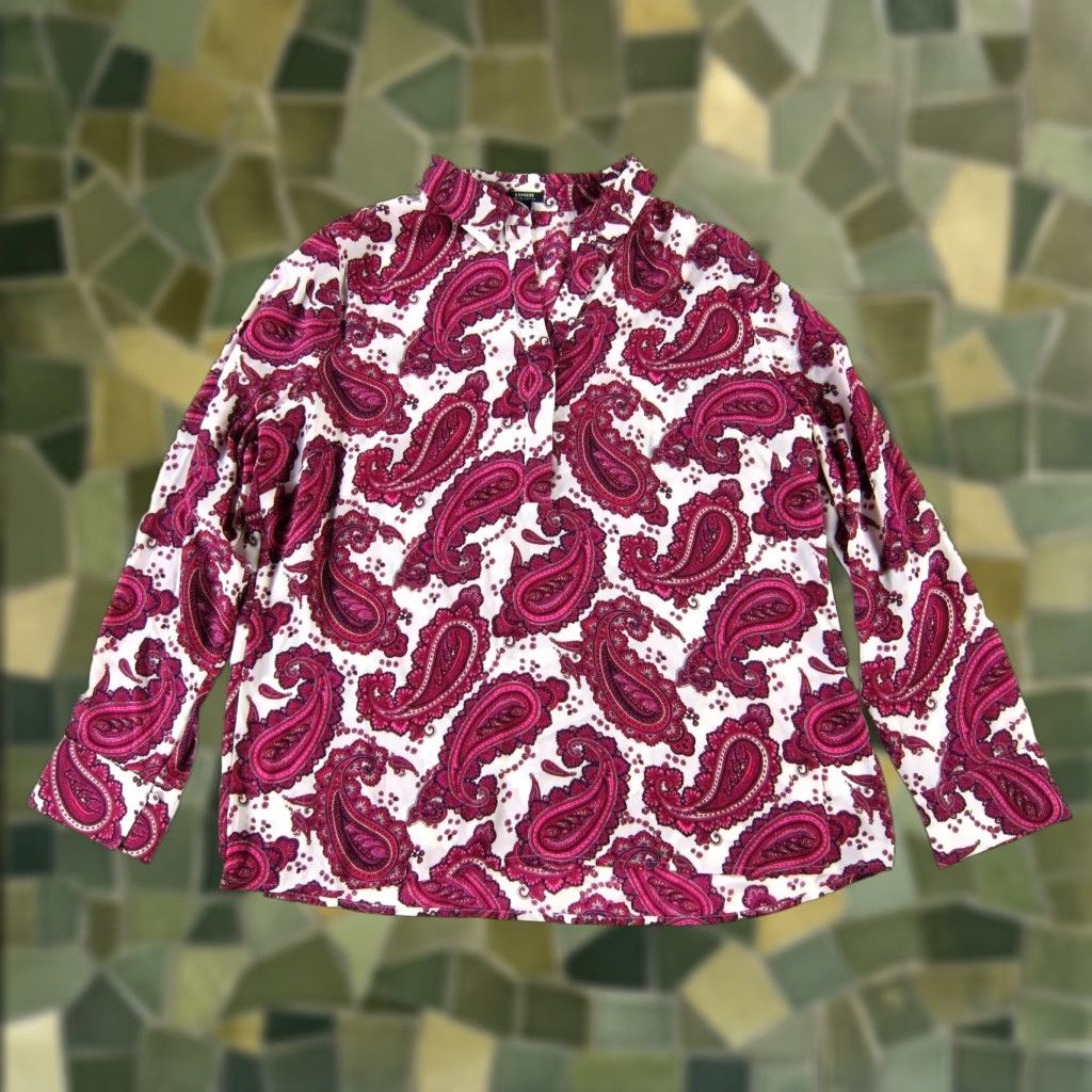 Express NWT EXPRESS Pink White Black Paisley Floral V-Neck Collar Long Sleeve Blouse L Size L / US 10 / IT 46 - 1 Thumbnail