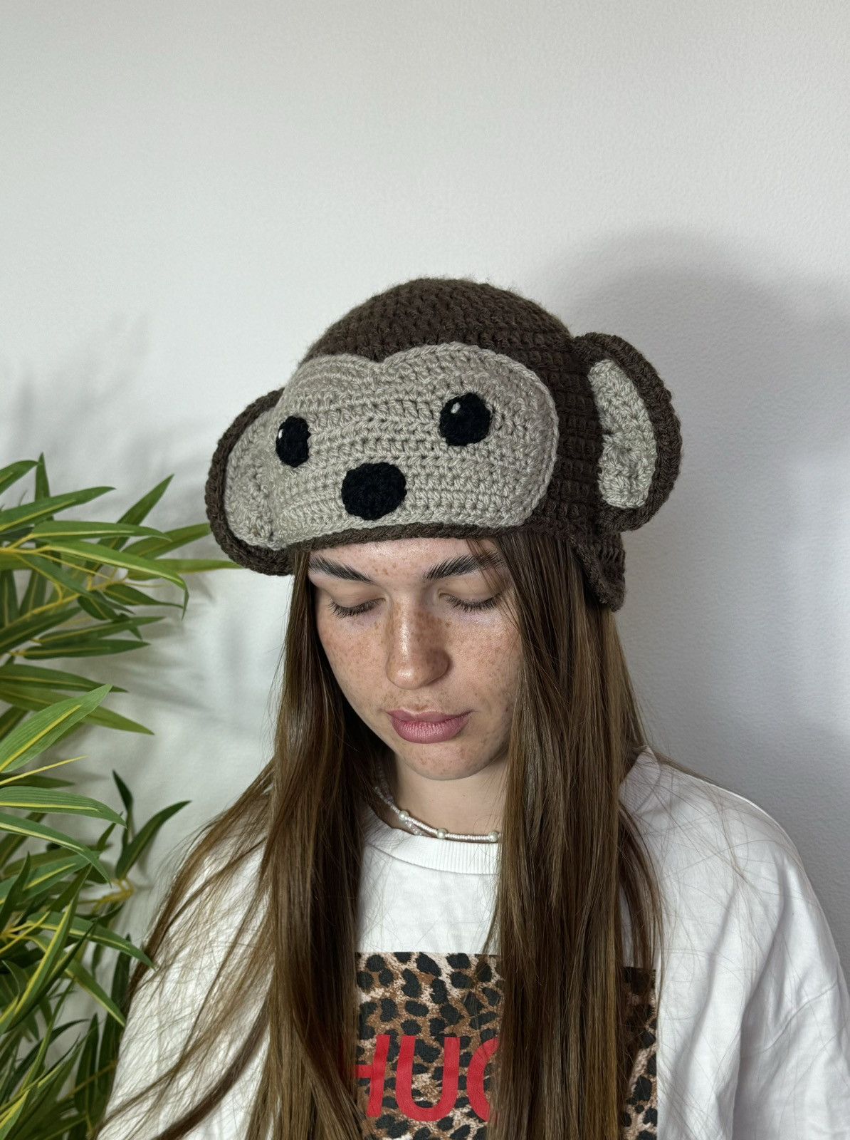 Vintage 🐒 MONKEY HAND KNITTED AVIATOR HAT Size ONE SIZE - 2 Thumbnail
