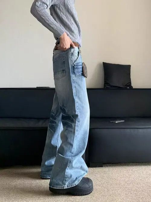 Japanese Brand × Jean Pants Washed vintage distressed loose jeans y2k Size US 32 / EU 48 - 2 Thumbnail