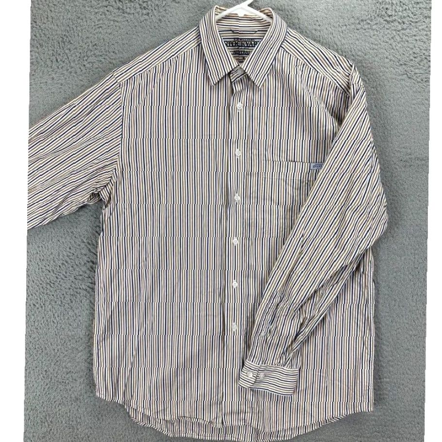 Vintage R.M. Williams Stockyard Button Up Shirt Mens Medium Tan Striped Regular Fit Long Sleeve Knit 100% Cotton Button Pocket Size US M / EU 48-50 / 2 - 2 Thumbnail