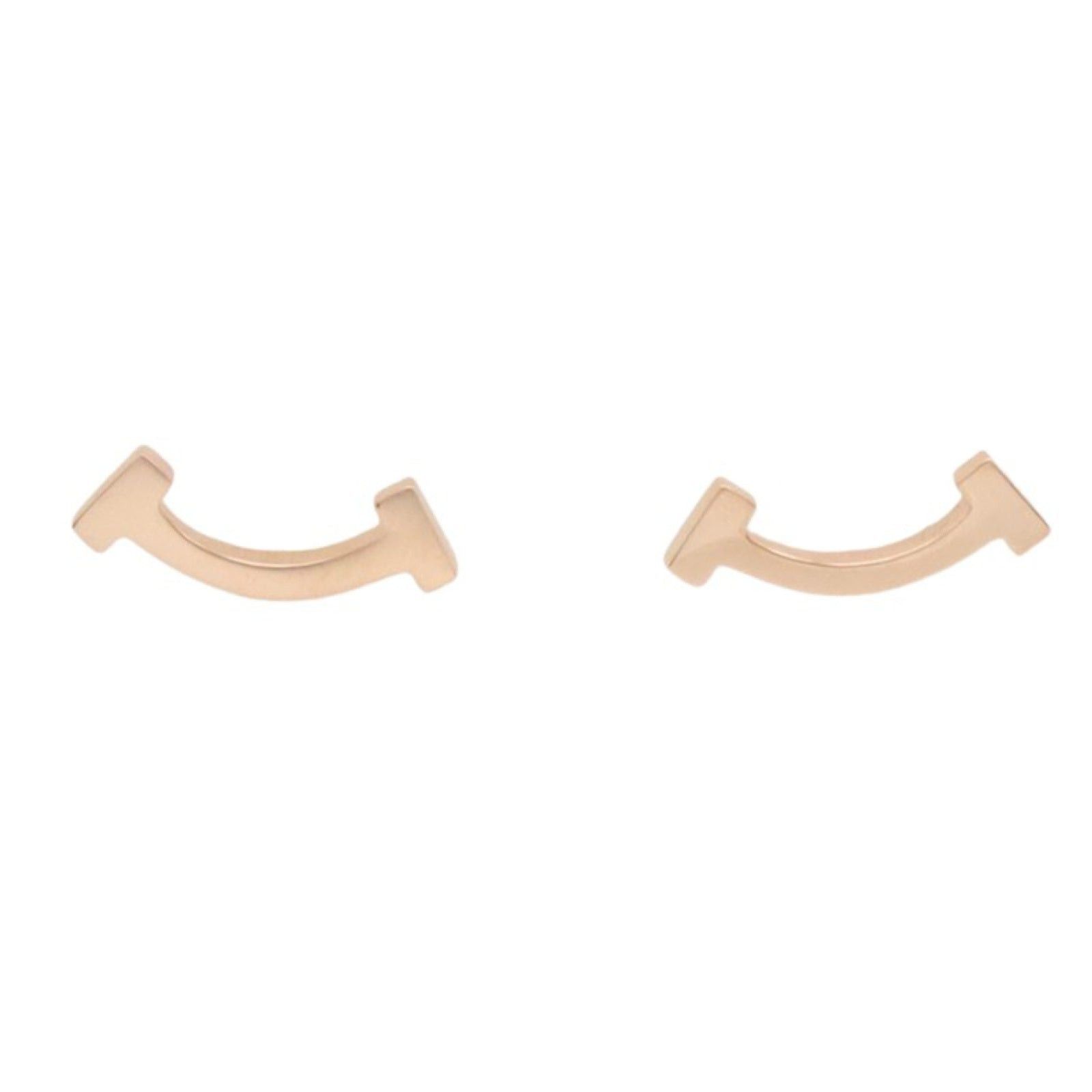 Tiffany Co T Smile Earrings K18Pg (Pink Gold) Gold