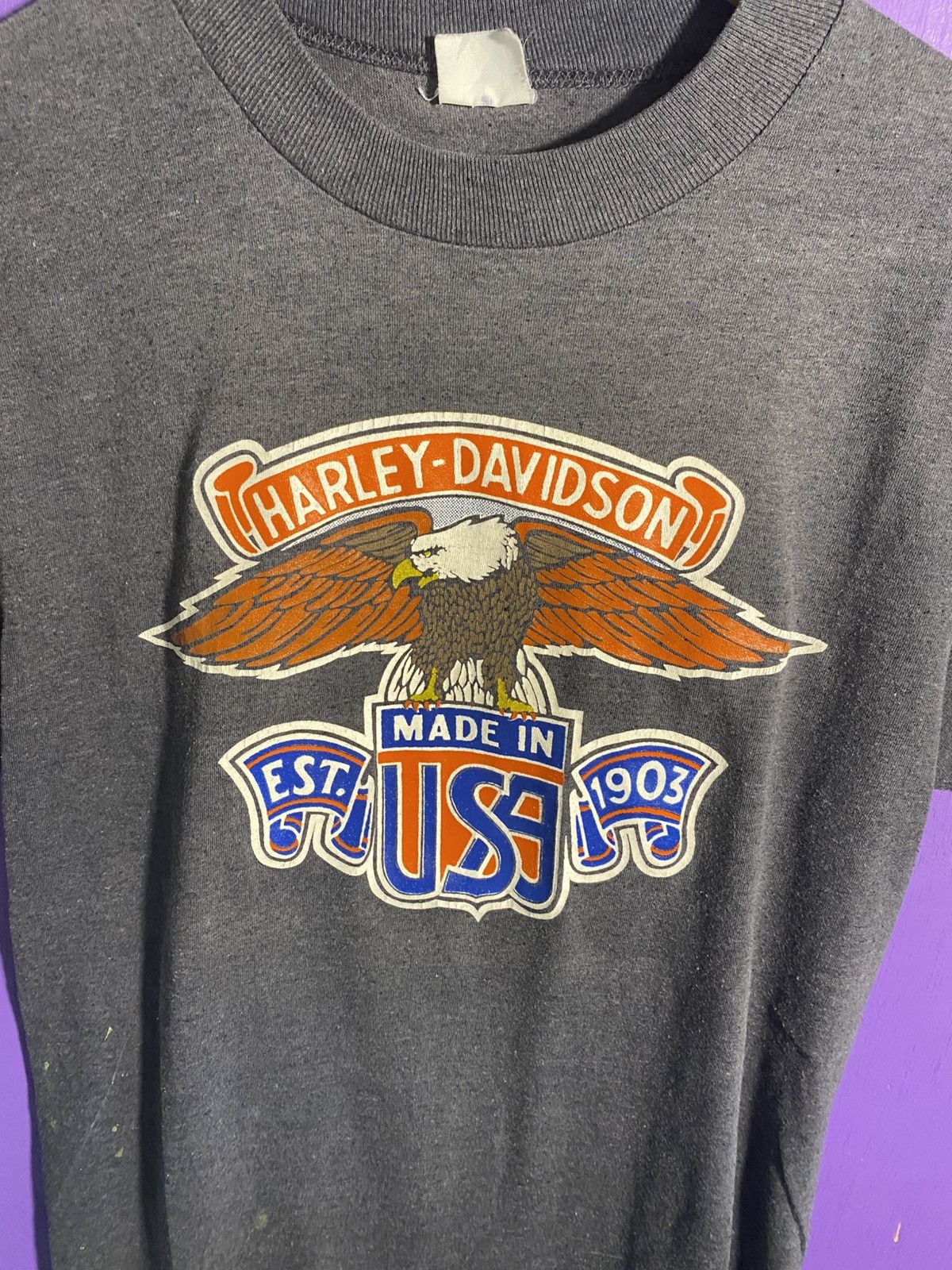 Harley Davidson × Vintage Vintage 80s Harley Davidson ocean springs faded t-shirt Size US M / EU 48-50 / 2 - 3 Thumbnail