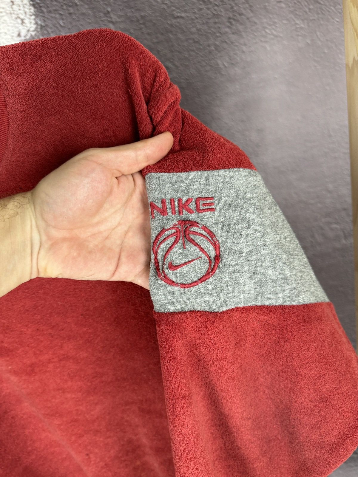 Nike Nike vintage y2k fleece double swoosh distressed sweatshirt Size US L / EU 52-54 / 3 - 13 Thumbnail
