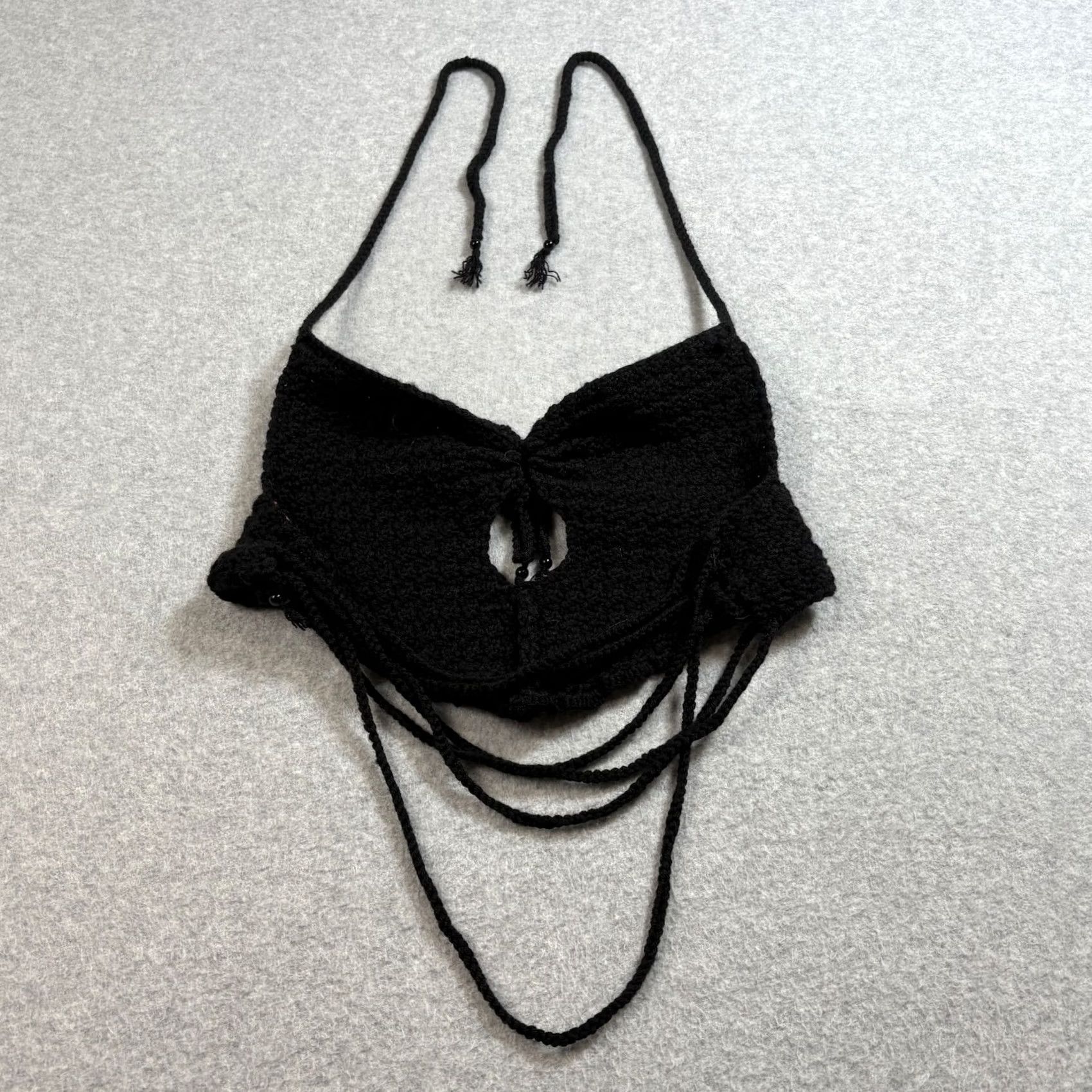 Vintage The Label Crochet Bralette Woman S Black Festival Hippie Club Rave Boho Y2K Lot Size ONE SIZE - 3 Thumbnail