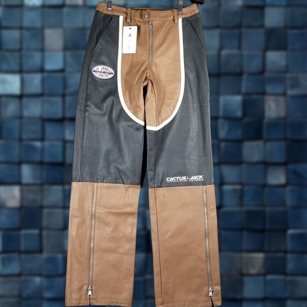 Travis Scott VINTAGE Air Jordan Cactus Jack Leather Pants Big & Tall Men 28X31 Brown Grunge Motorcycle 90s Size 28" / US 6 / IT 42 - 1 Thumbnail