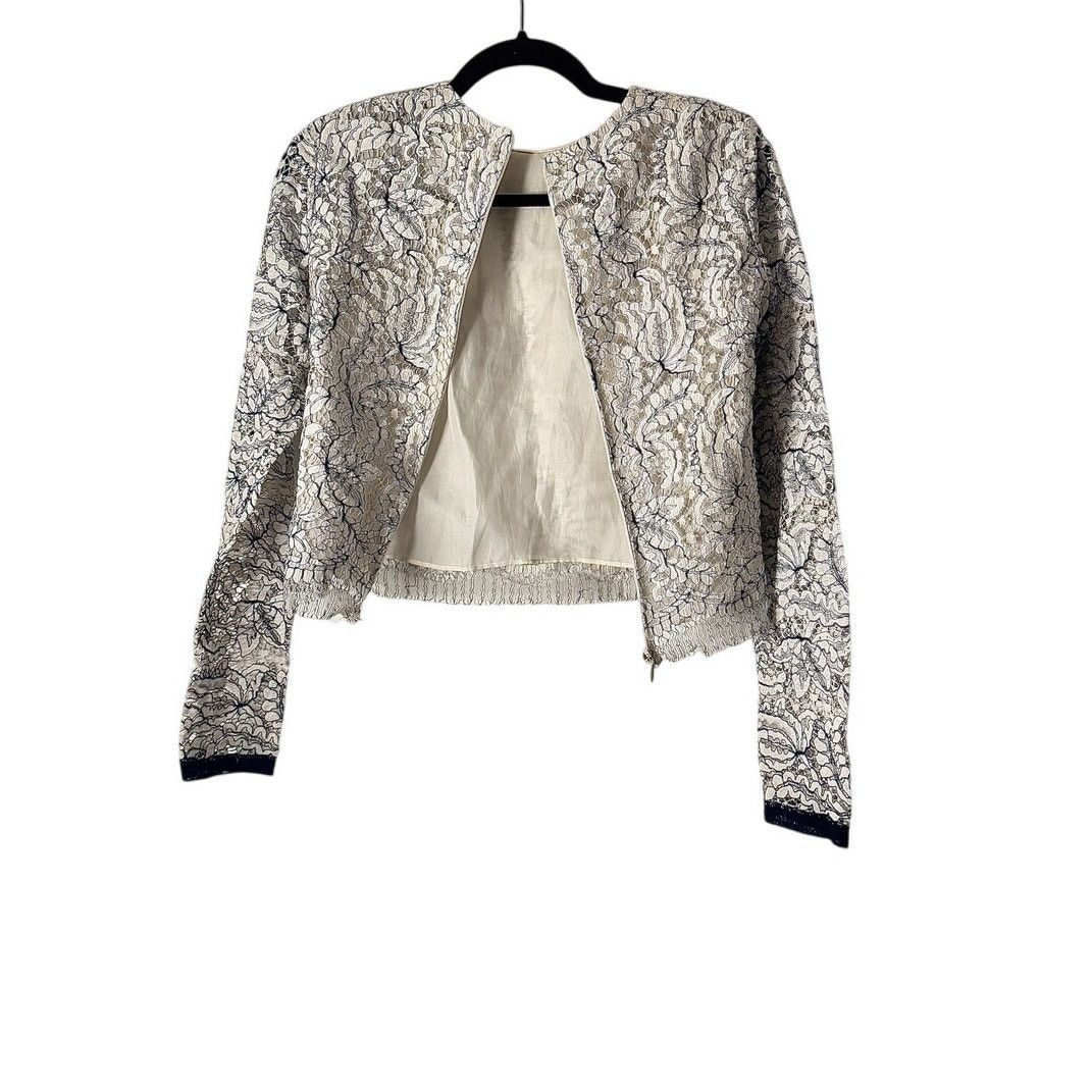 Adam Lippes Adam Lippes Women's Navy/White Floral Lace Jacket Size ONE SIZE - 1 Thumbnail