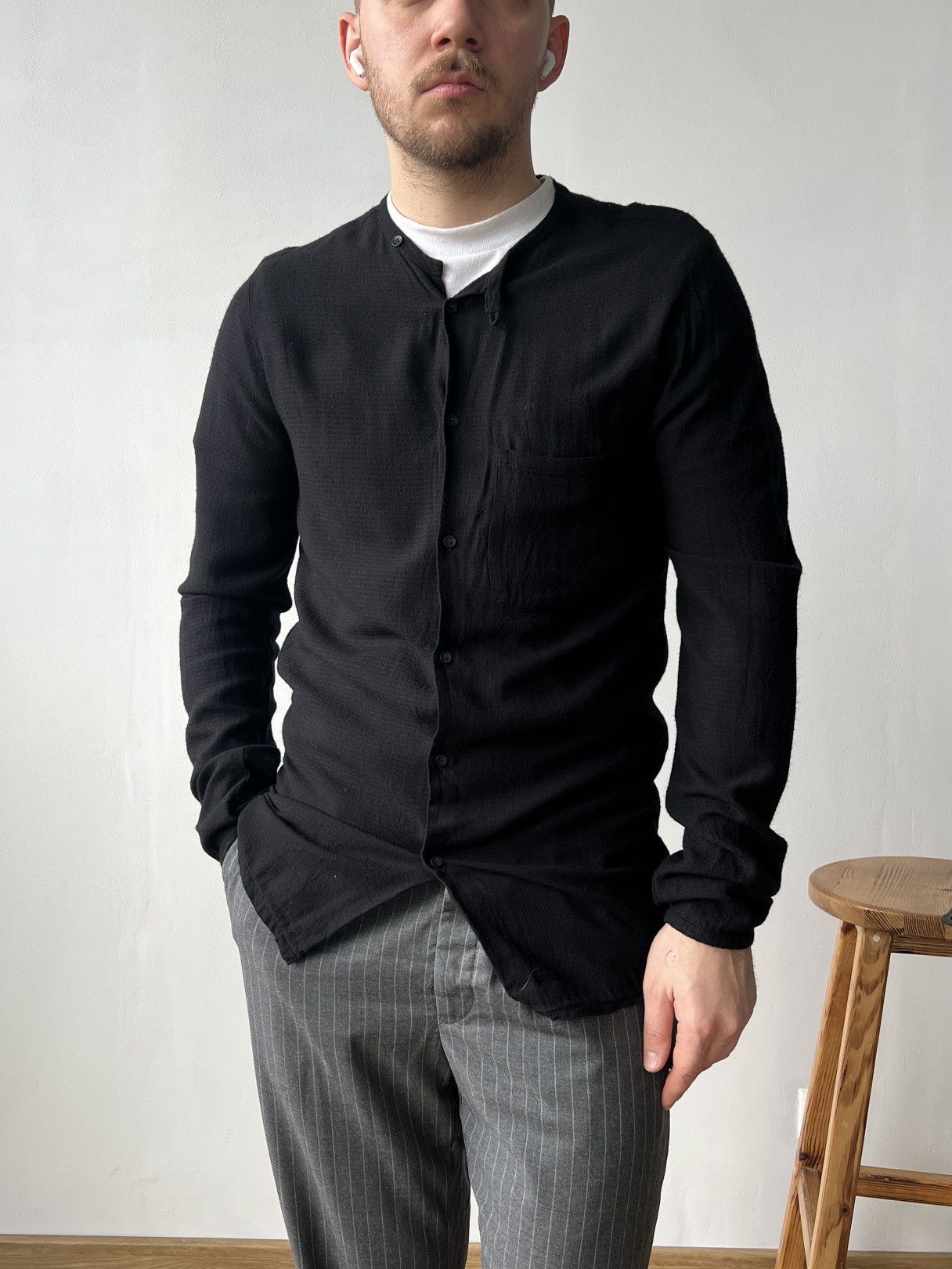 hannes roether Hannes Roether Men’s Black Cotton Shirt Size S Size US S / EU 44-46 / 1 - 2 Thumbnail