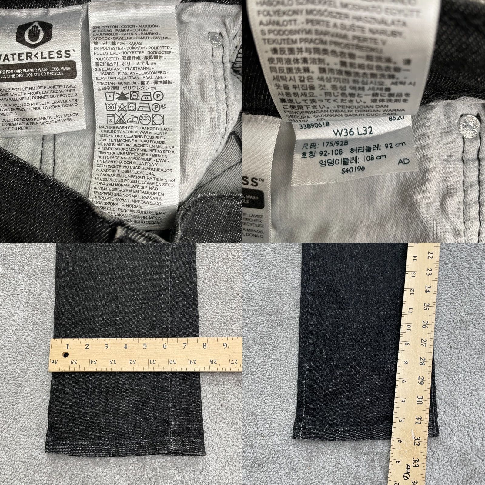 Levi's VINTAGE? No — Levi's 511 Denim Jeans Men 36x32 Black Straight Leg Denim Cotton Casual 511 City USA Classic Mens Size US 36 / EU 52 - 8 Thumbnail