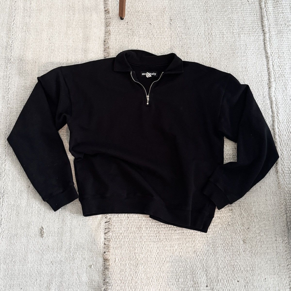 Monitaly Black quarter zip cotton pullover Size US S / EU 44-46 / 1 - 1 Thumbnail