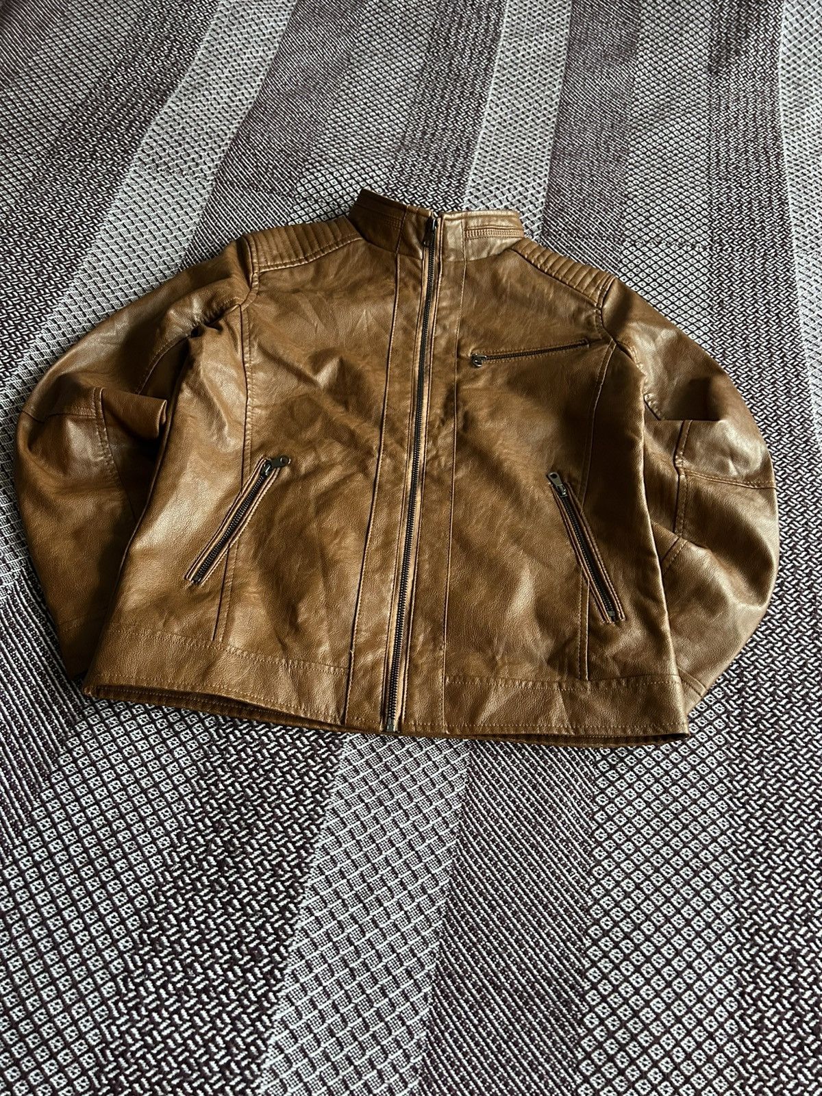 Leather Vintage Leather Bomber Jacket Japanese Vibe Solid Style Sz L Size L / US 10 / IT 46 - 3 Thumbnail