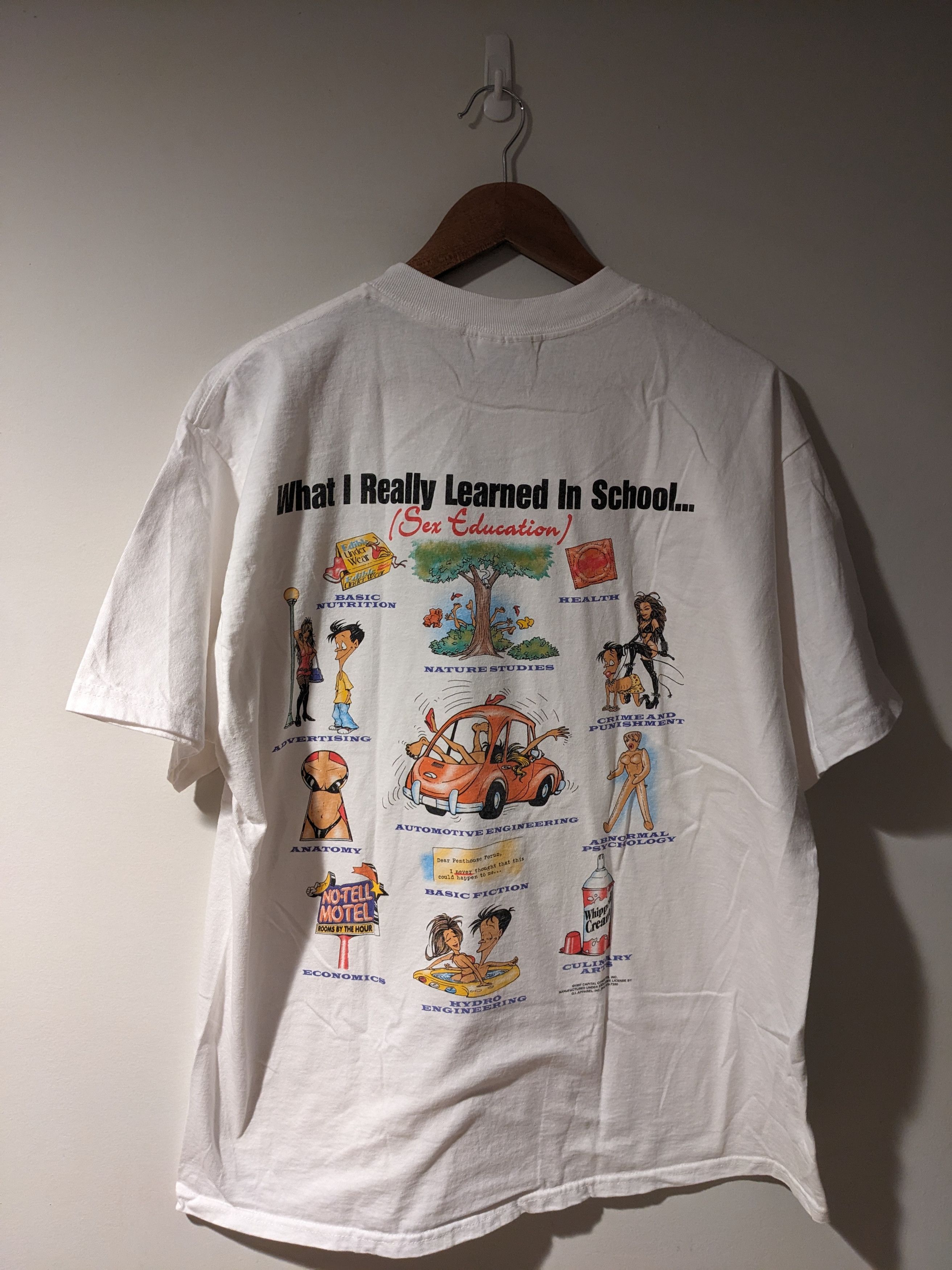 Gildan × Vintage Vintage 1997 Sex Education What I Really Learned T-Shirt Size US XL / EU 56 / 4 - 1 Thumbnail
