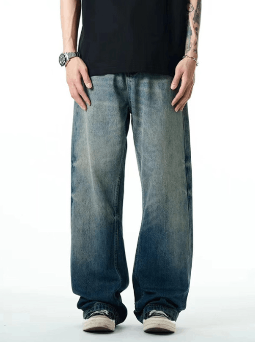 Japanese Brand × Jean Blue washed distressed men's loose casual jeans Size US 34 / EU 50 - 2 Thumbnail
