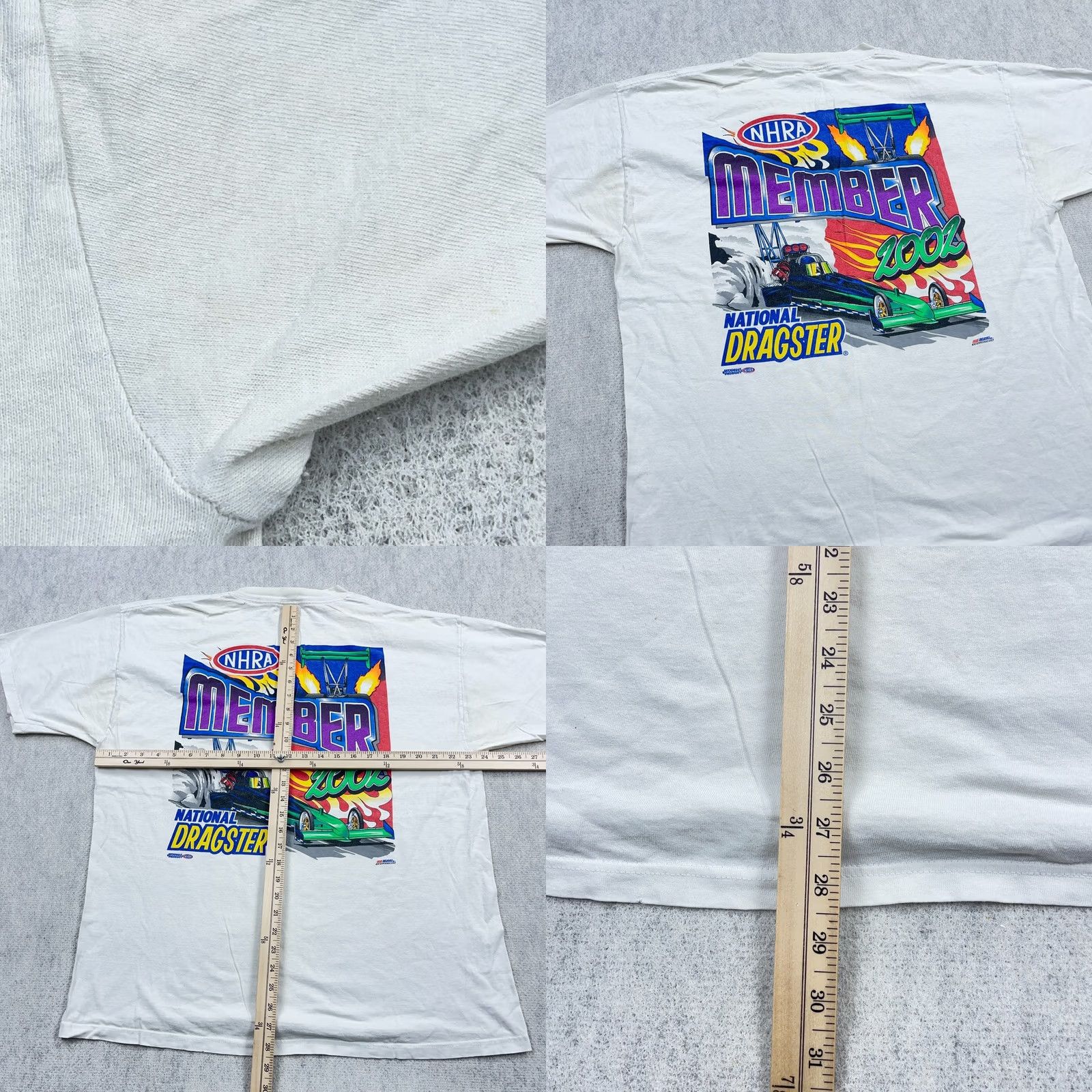 Vintage VINTAGE NHRA Shirt Men 2XL White Drag Racing Tee Y2K Grunge Stained Worn Graphic Print Short Sleeve Crew Neck Logo Decade: 90s Size US XXL / EU 58 / 5 - 10 Thumbnail