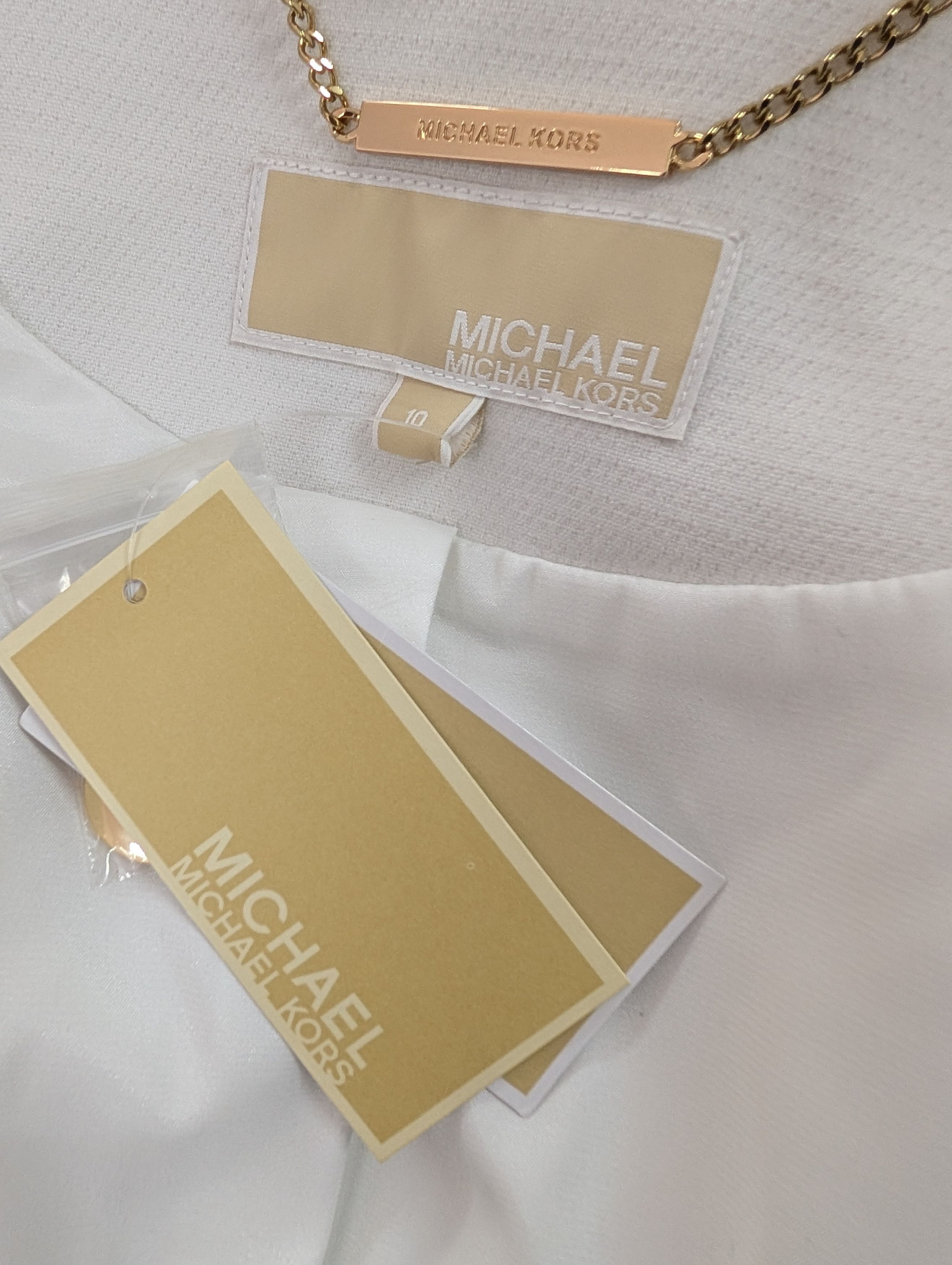 Michael Kors Michael Michael Kors White Long Coat With Gold Buttons Size L / US 10 / IT 46 - 10 Thumbnail