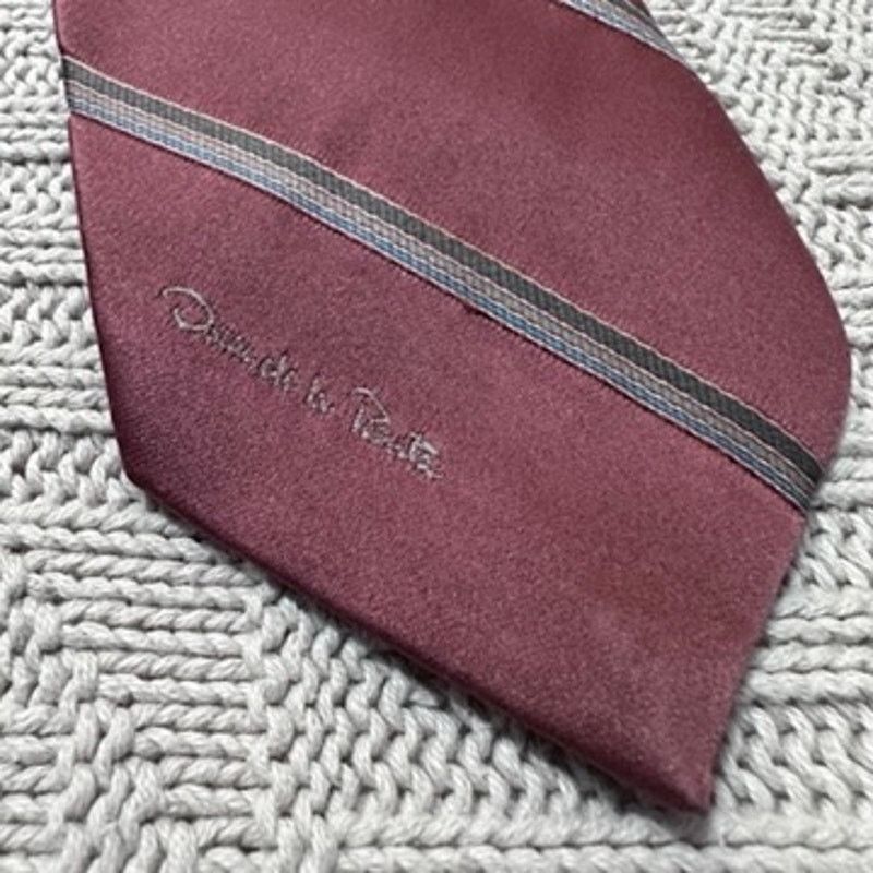 Oscar De La Renta Vintage Oscar de la Renta maroon striped tie Size ONE SIZE - 2 Thumbnail