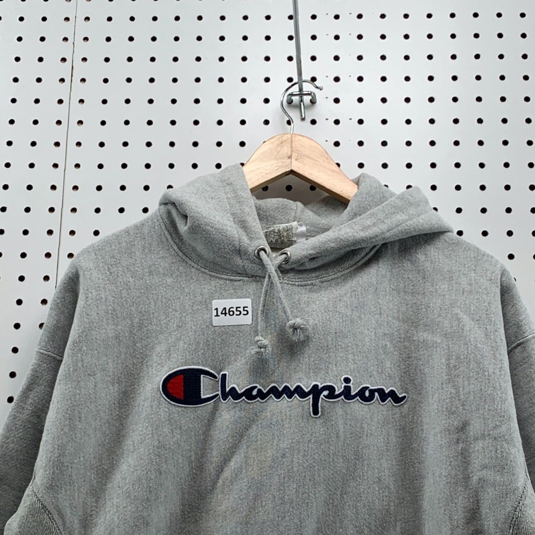 Champion Champion Reverse Weave Hoodie Women Large Gray Spellout Hooded Pullover Size L / US 10 / IT 46 - 3 Thumbnail