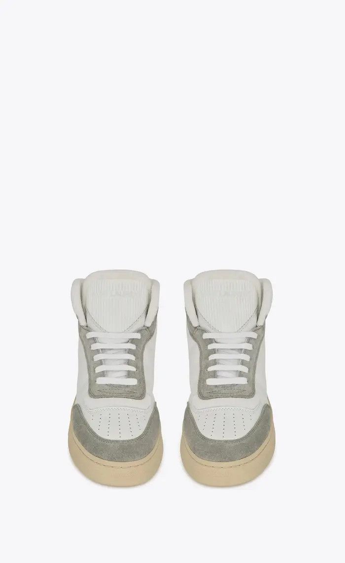 Saint Laurent Paris oc11z1125 SL/80 Sneakers in Leather And Suede White/Grey Size US 9 / EU 42 - 3 Thumbnail